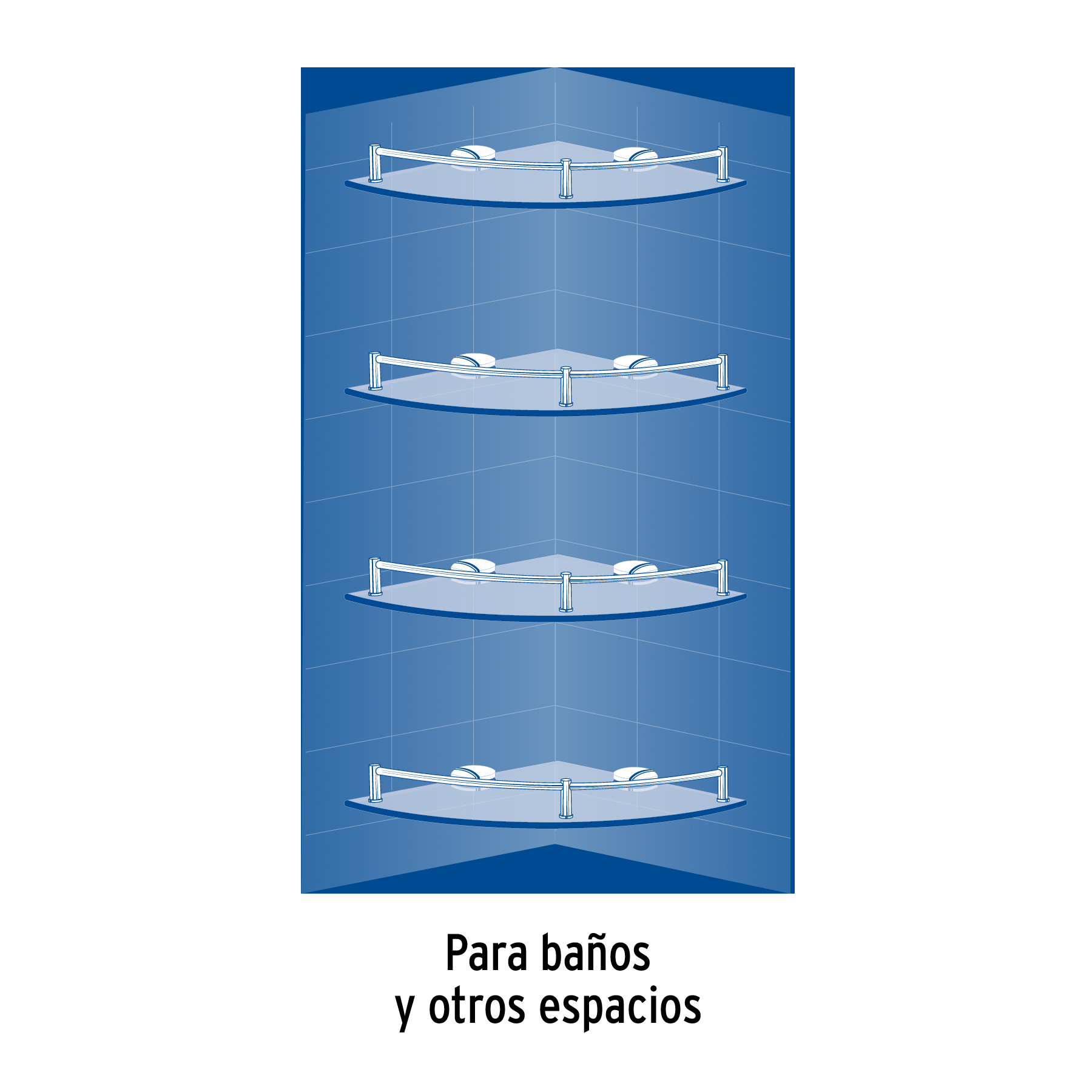 Juego de 4 repisas esquineras de vidrio, Foset Basic