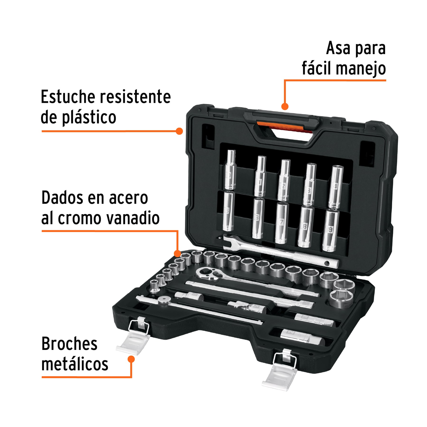 Juego de 36 herramientas cuadro 1/2' mm para mecánico
