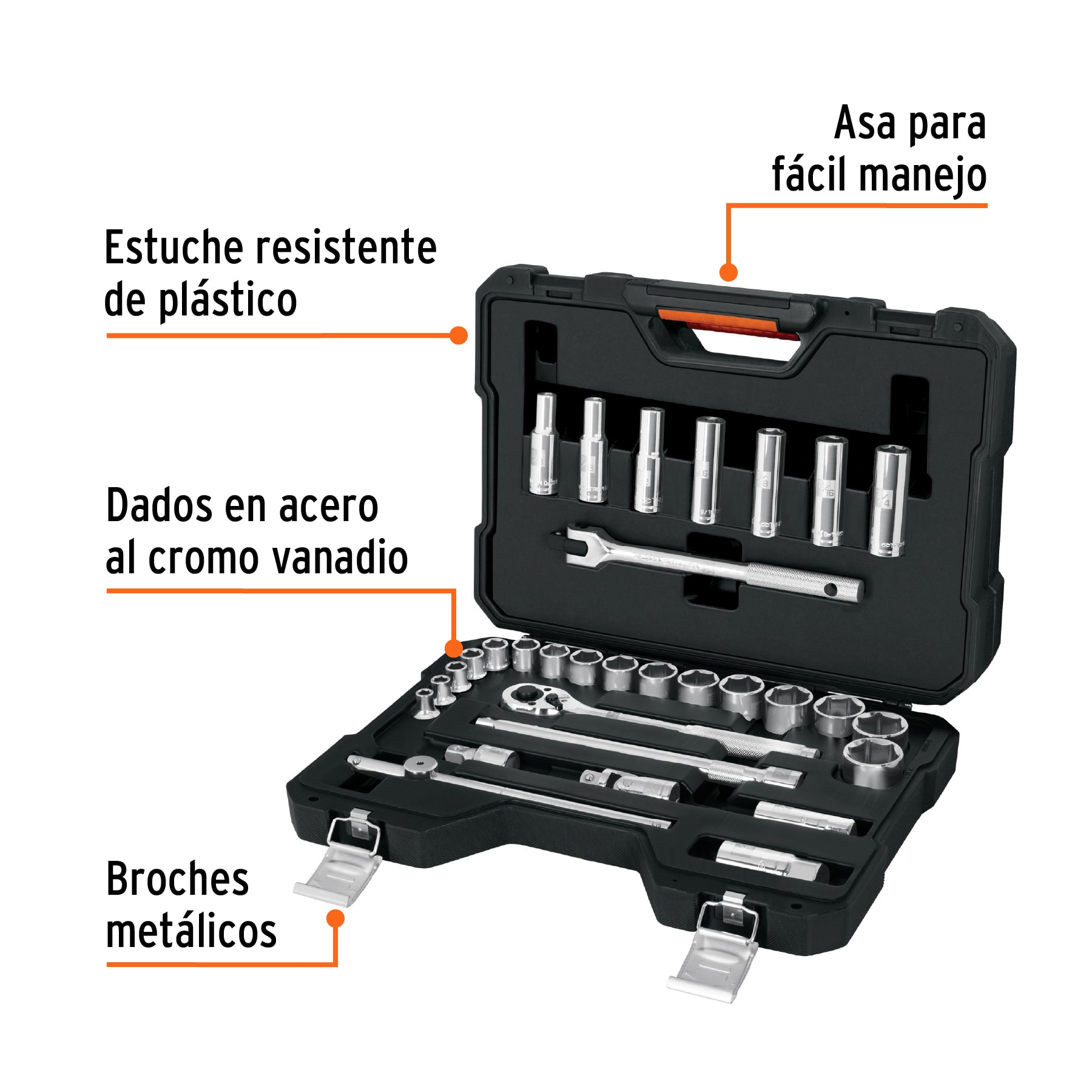 Juego de 31 herramientas cuadro 1/2' std para mecánico