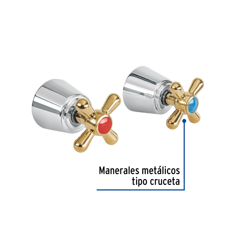 Juego de manerales de cruceta para regadera, cromo oro AQUA