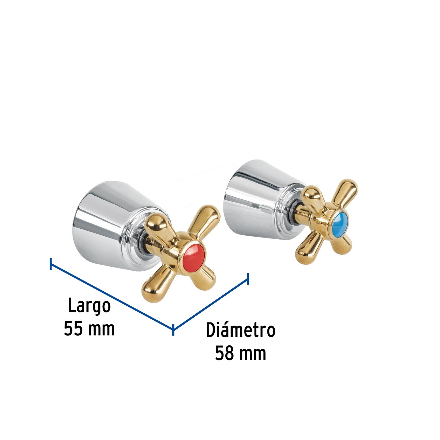 Juego de 2 manerales grandes, cruceta, Cromo-Oro, Aqua