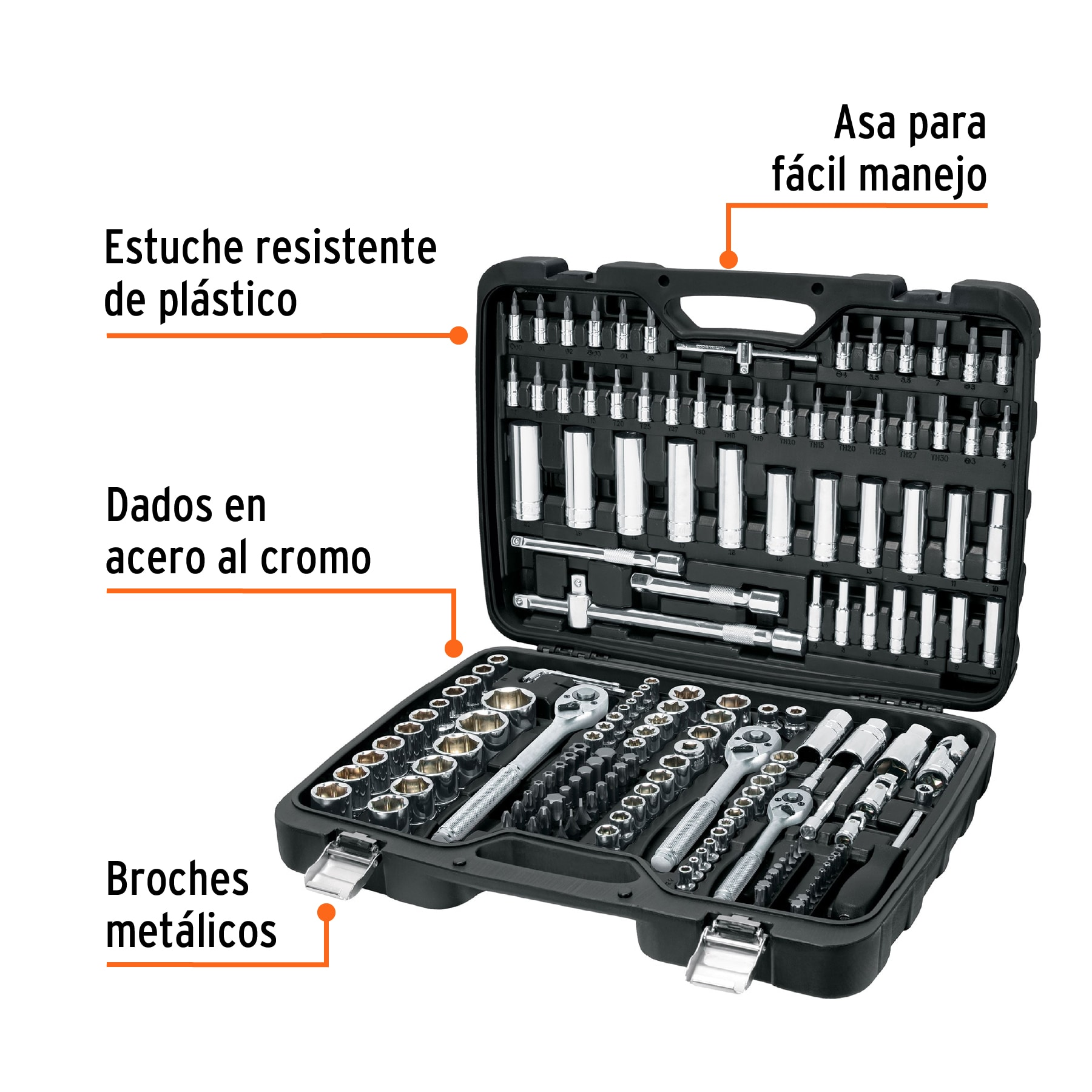Juego de 172 herramientas 1/4', 3/8' y 1/2' mm p/mecánico