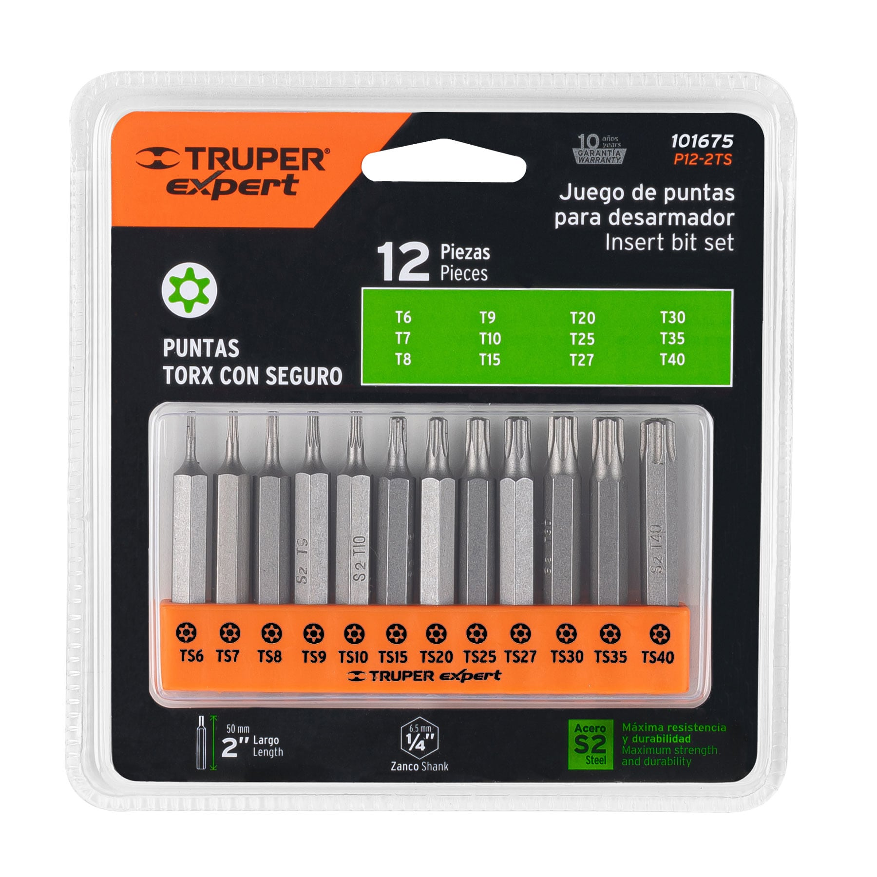 Juego de 12 puntas Torx con seguro largo 2', Expert