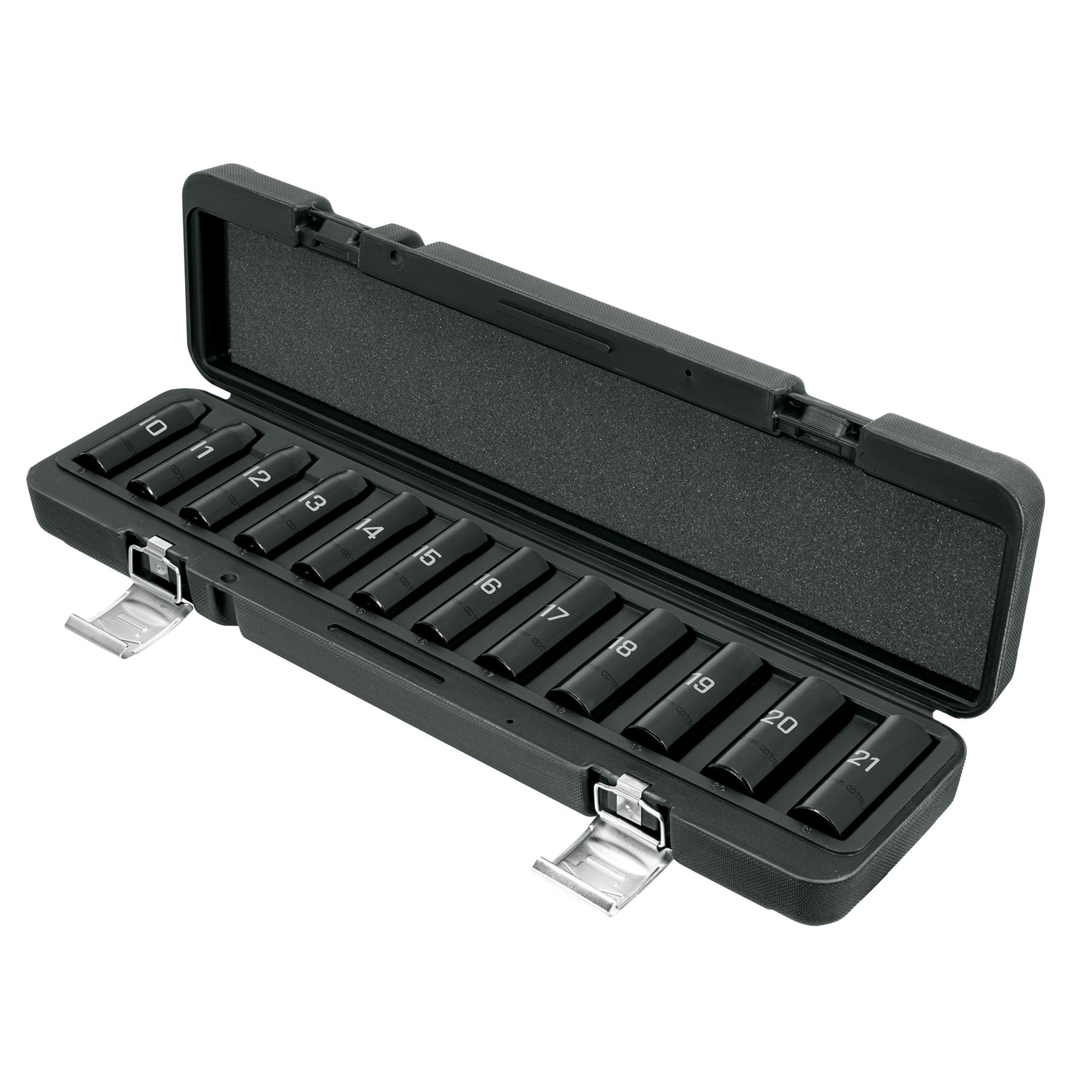 Juego 12 dados largos 1/2' impacto protección plástica 6p mm