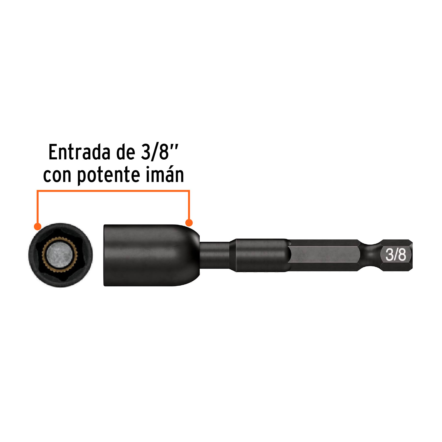 JGO 4 DADOS MAGNETICOS DE IMPACTO,3/8'x2.5', Truper Expert