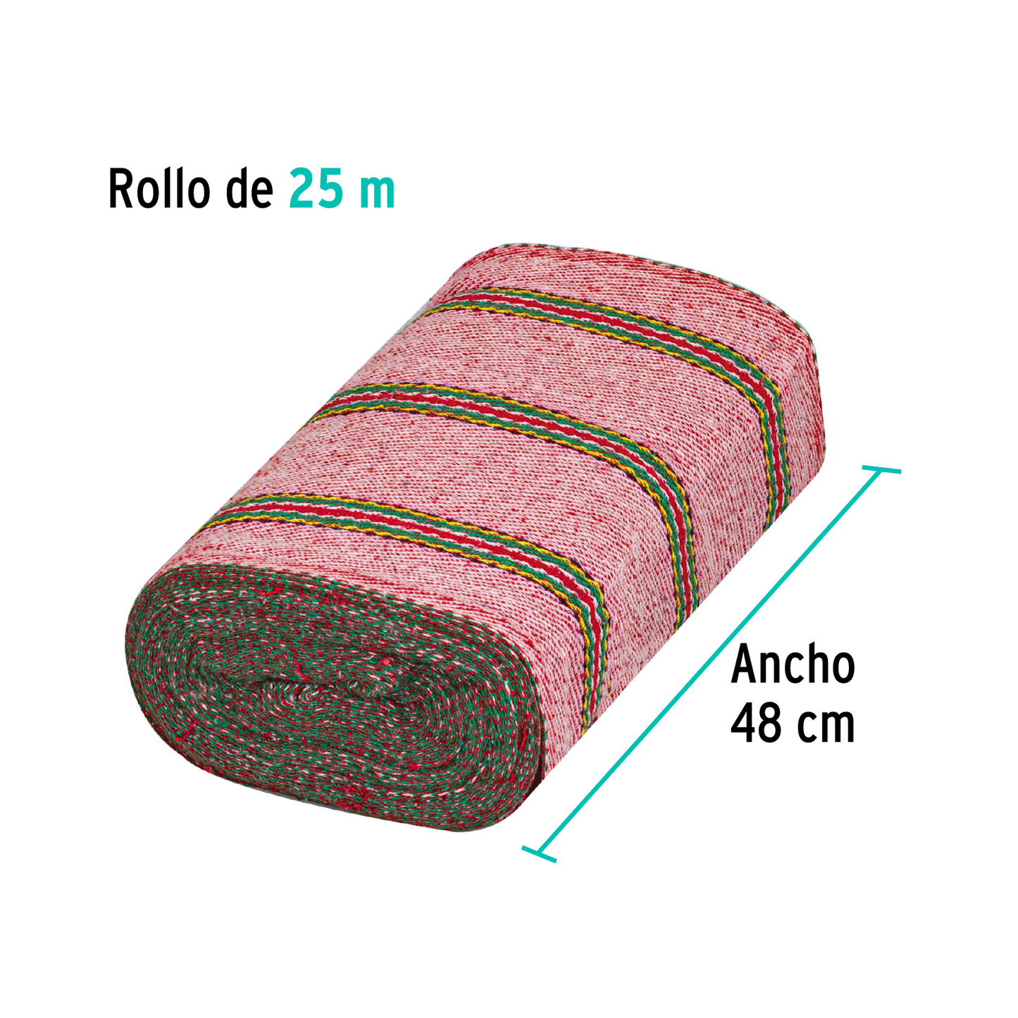 Jerga sarga ligera en rollo, 25m x 47cm, roja