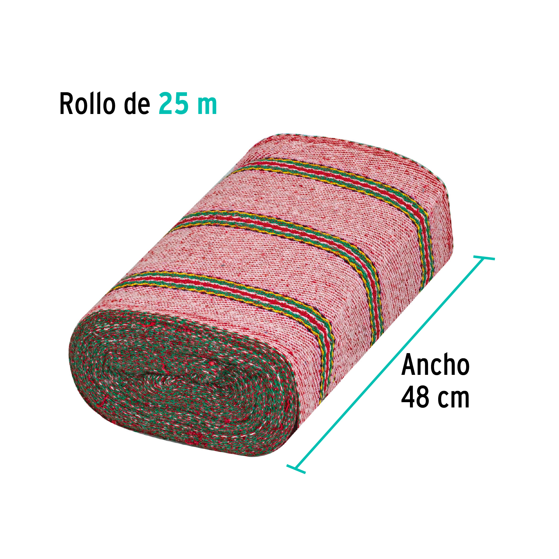Jerga sarga ligera en rollo, 25m x 47cm, roja