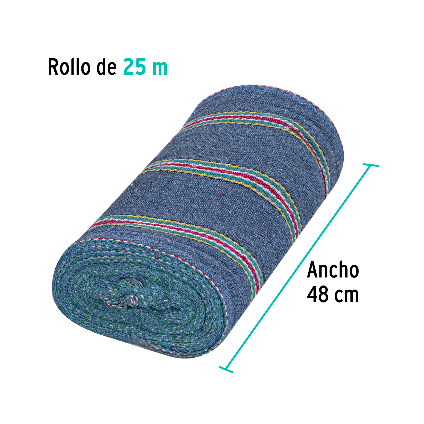 Jerga sarga ligera en rollo, 25m x 47cm, azul