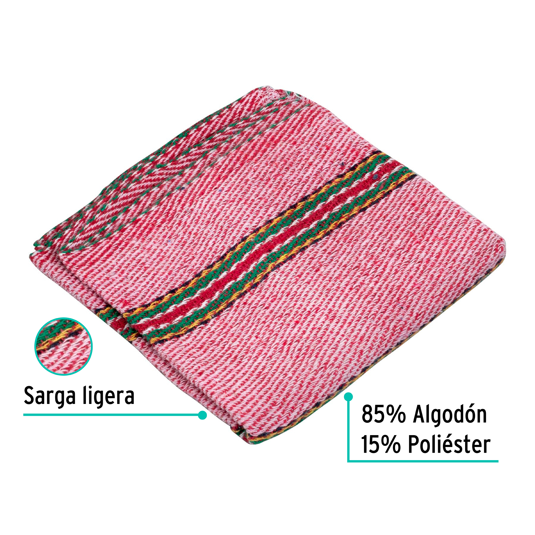 Jerga sarga ligera de 1 m x 48 cm, roja