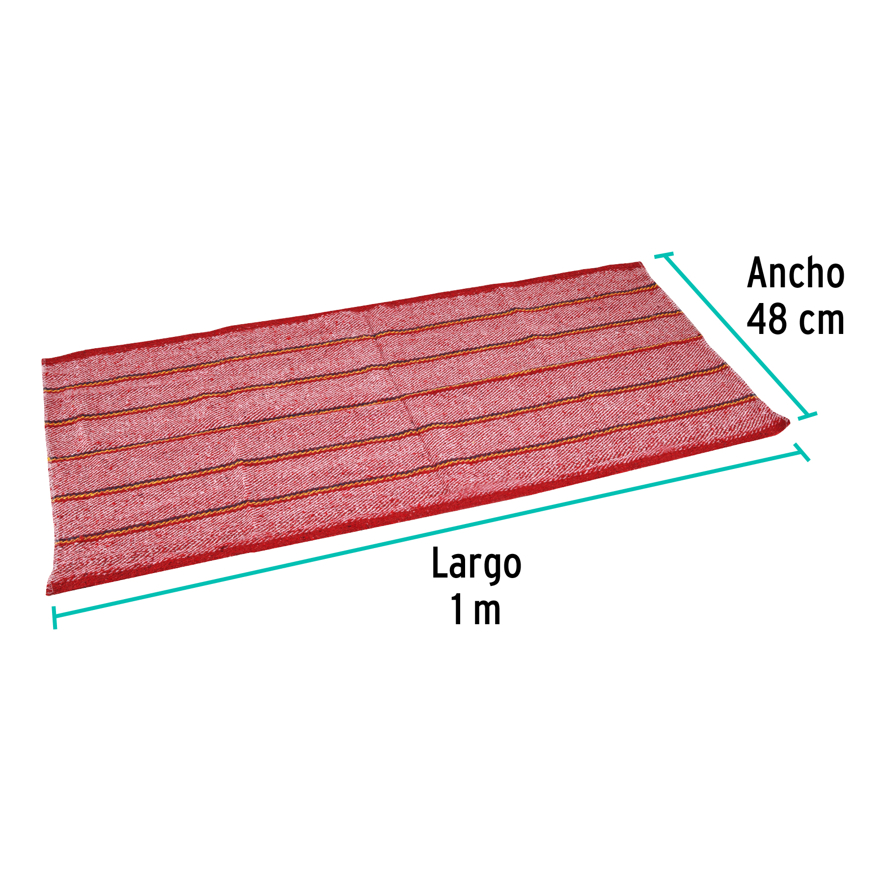 Jerga sarga gruesa de 1 m x 48 cm, roja