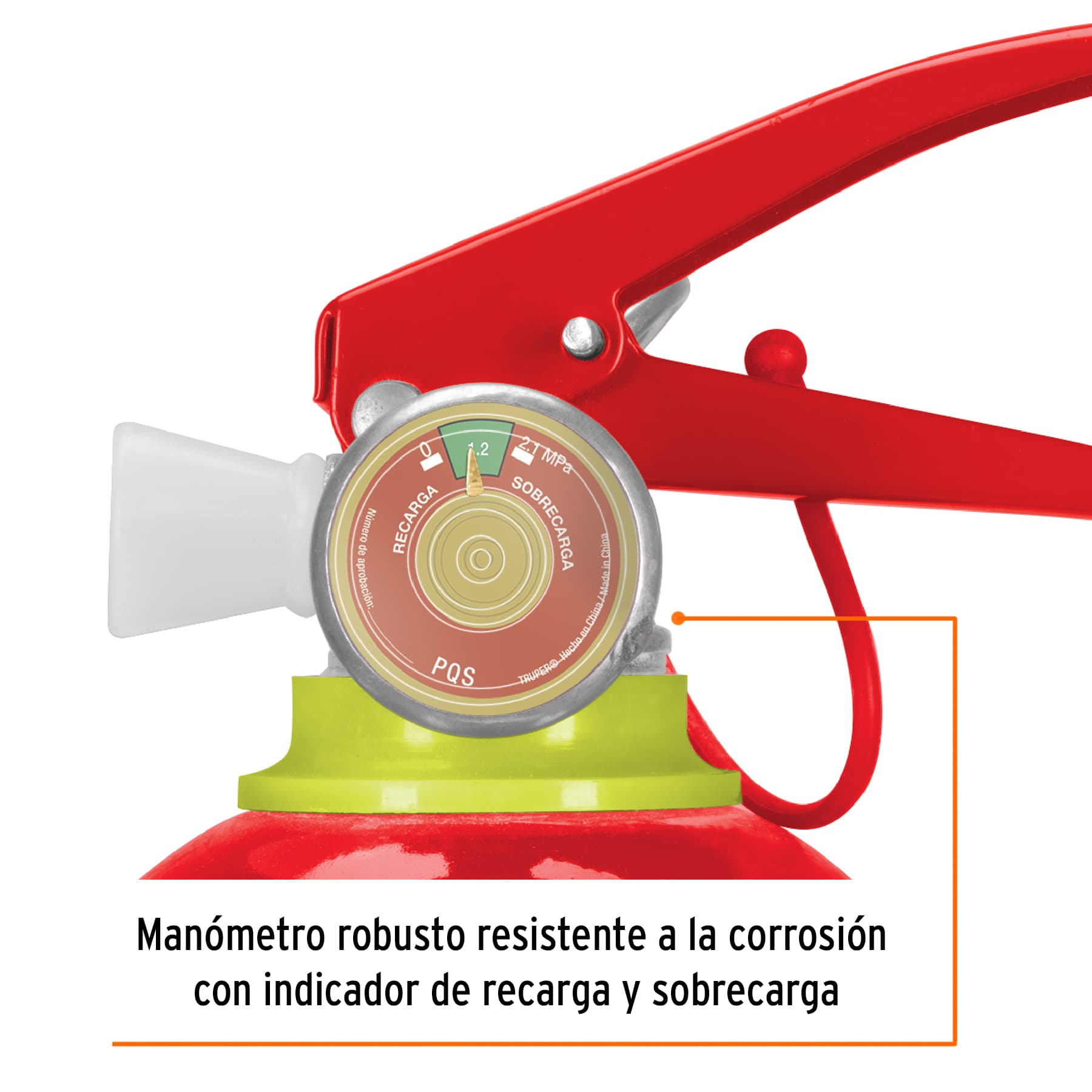 Extintor recargable portátil 0.5 kg, polvo tipo ABC