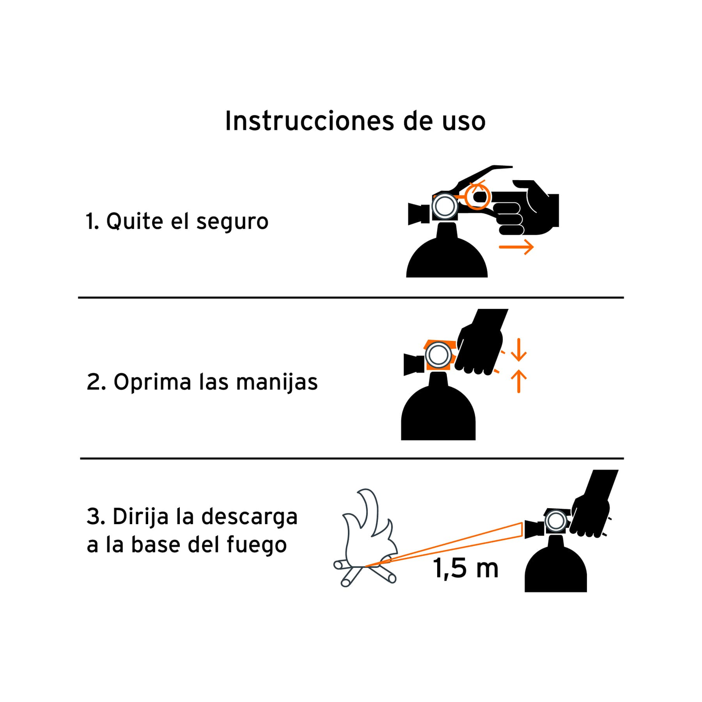 Extintor recargable portátil 0.5 kg, polvo tipo ABC