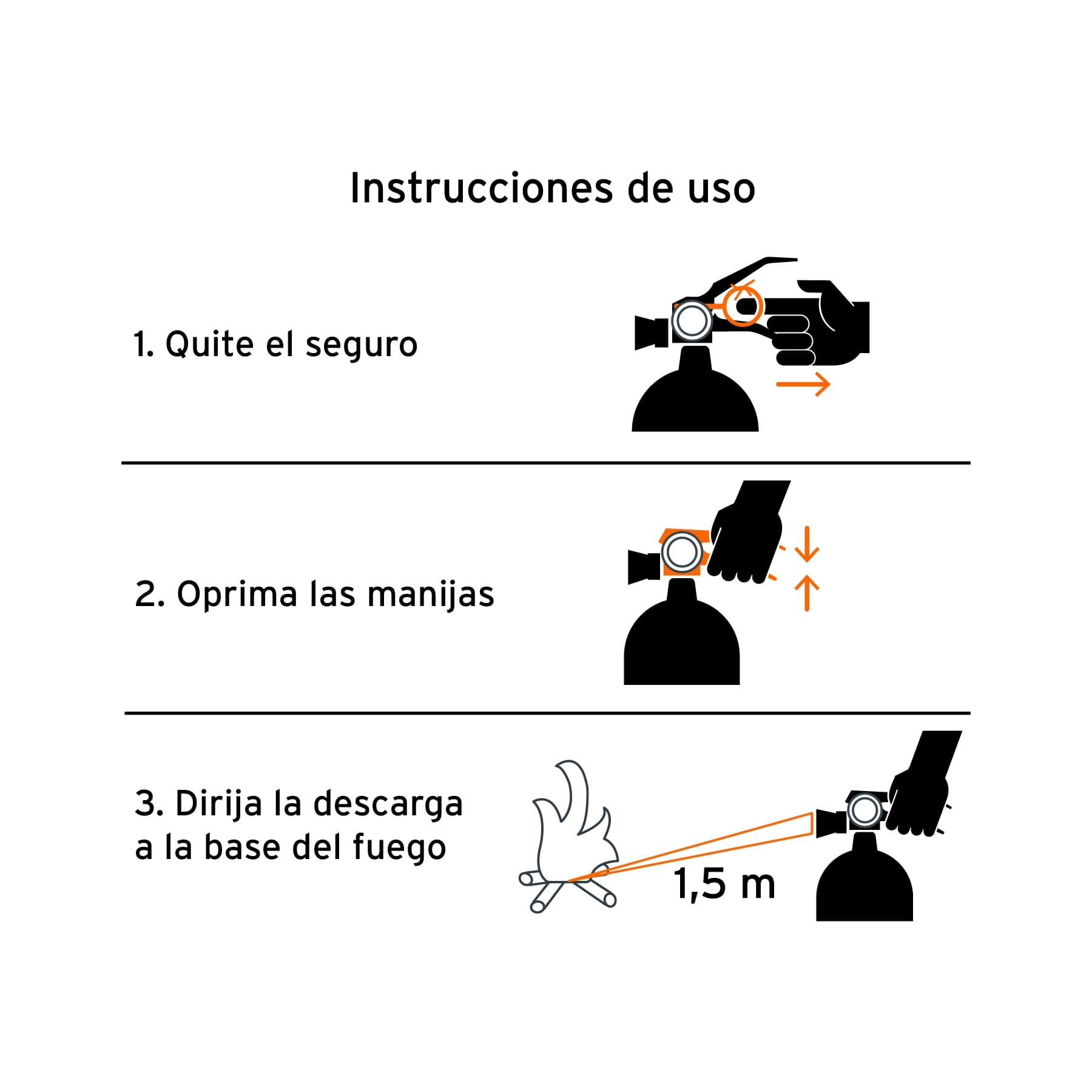 Extintor recargable portátil 0.5 kg, polvo tipo ABC