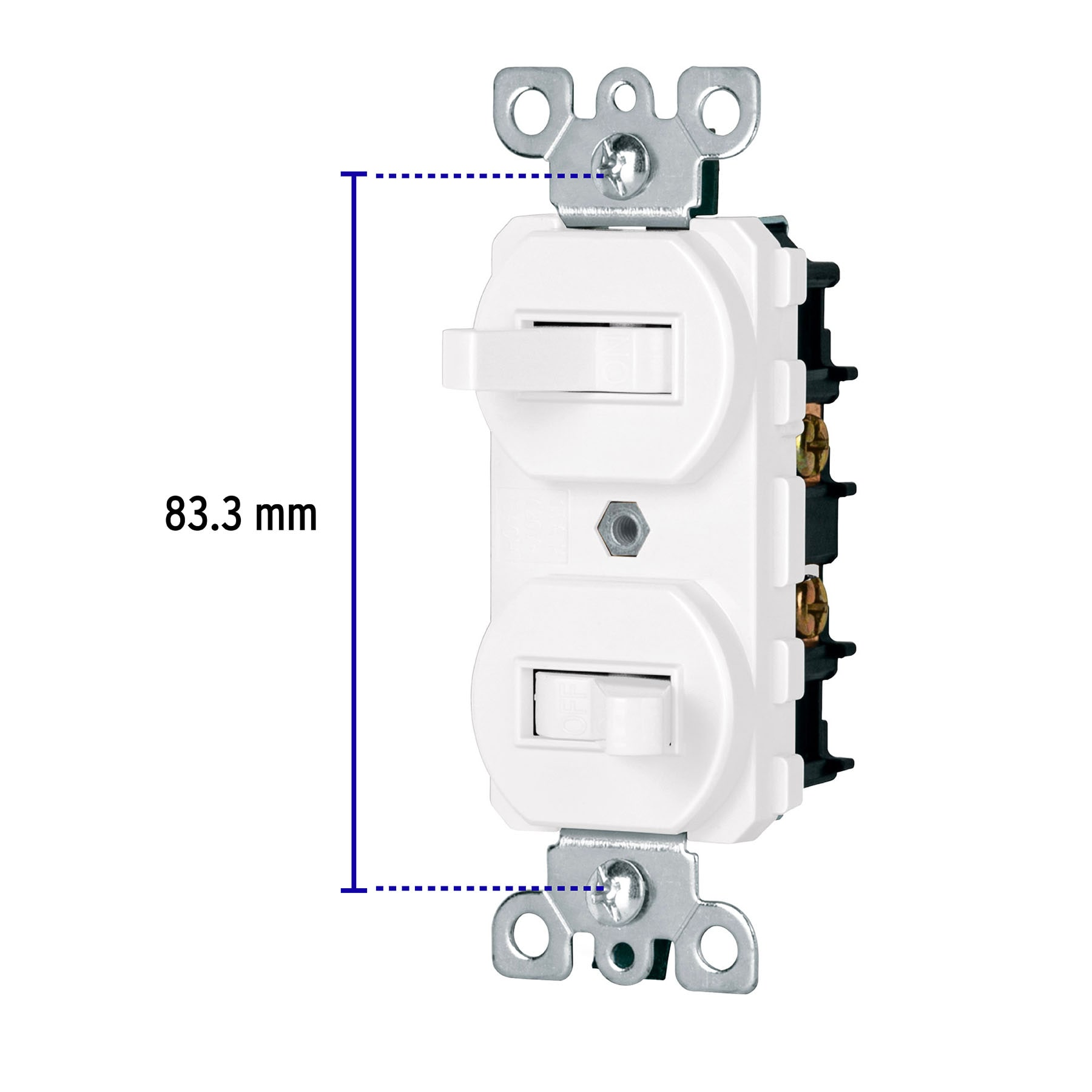 Interruptor dúplex de palanca, Standard, blanco, Volteck