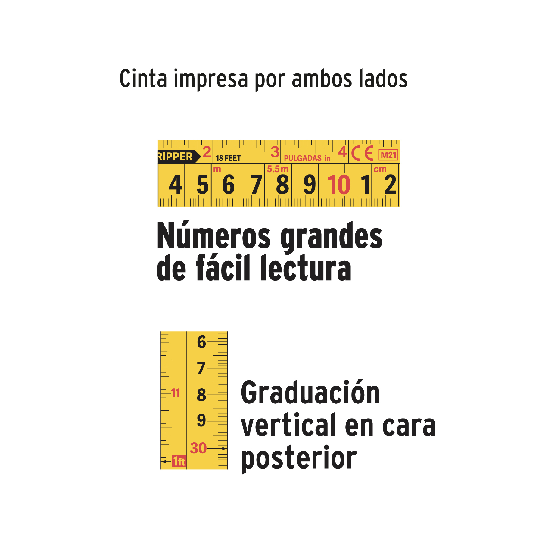 Flexómetro compacto 10 m con grip, cinta 25 mm, Truper