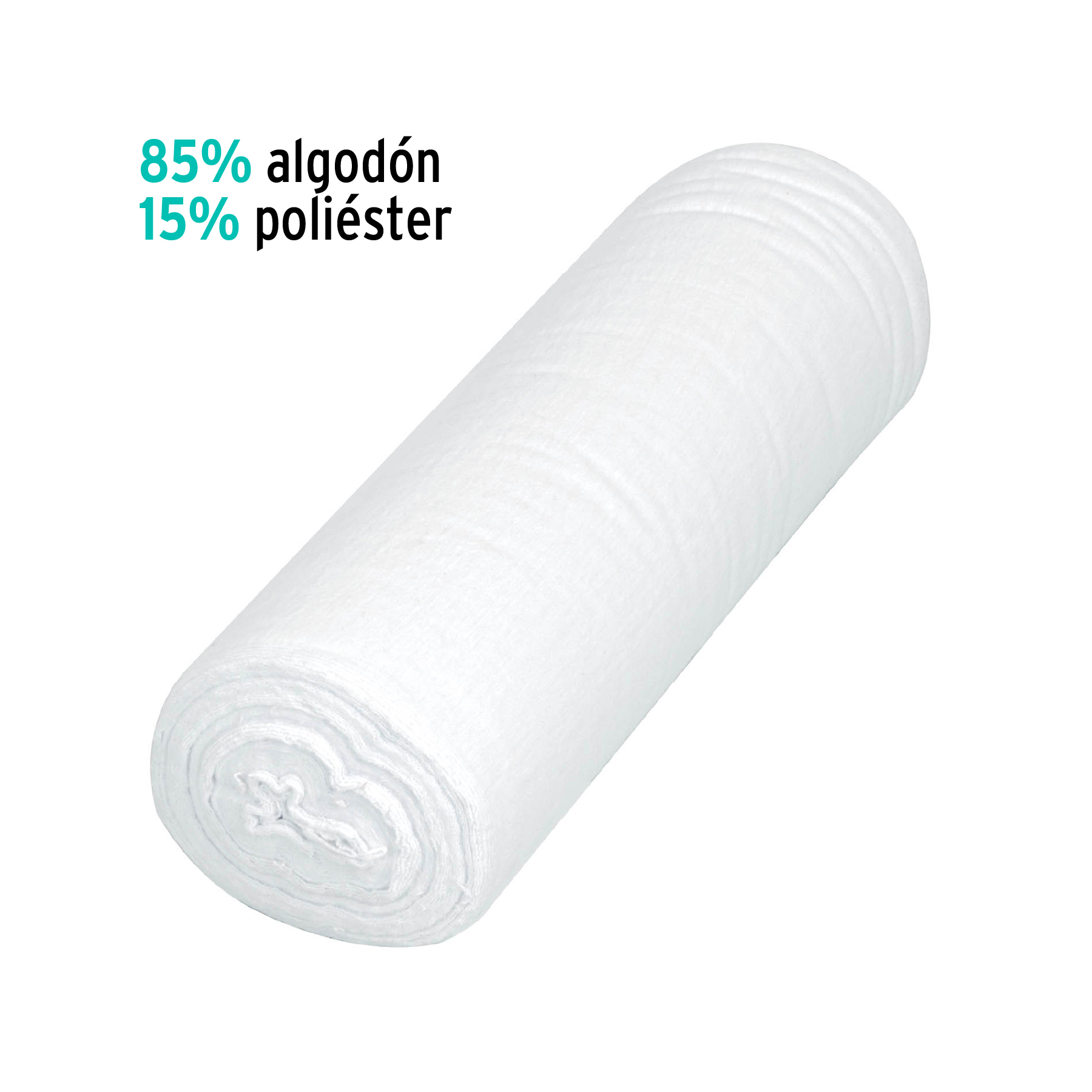 Franela blanca de algodón, rollo 25 m