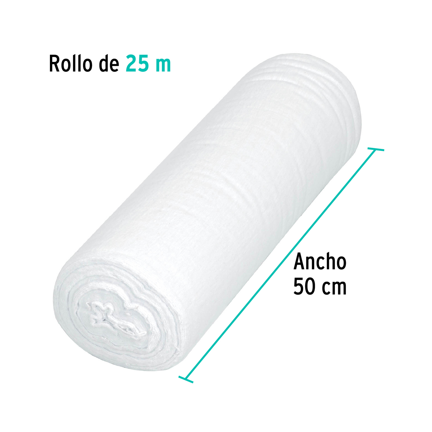 Franela blanca de algodón, rollo 25 m