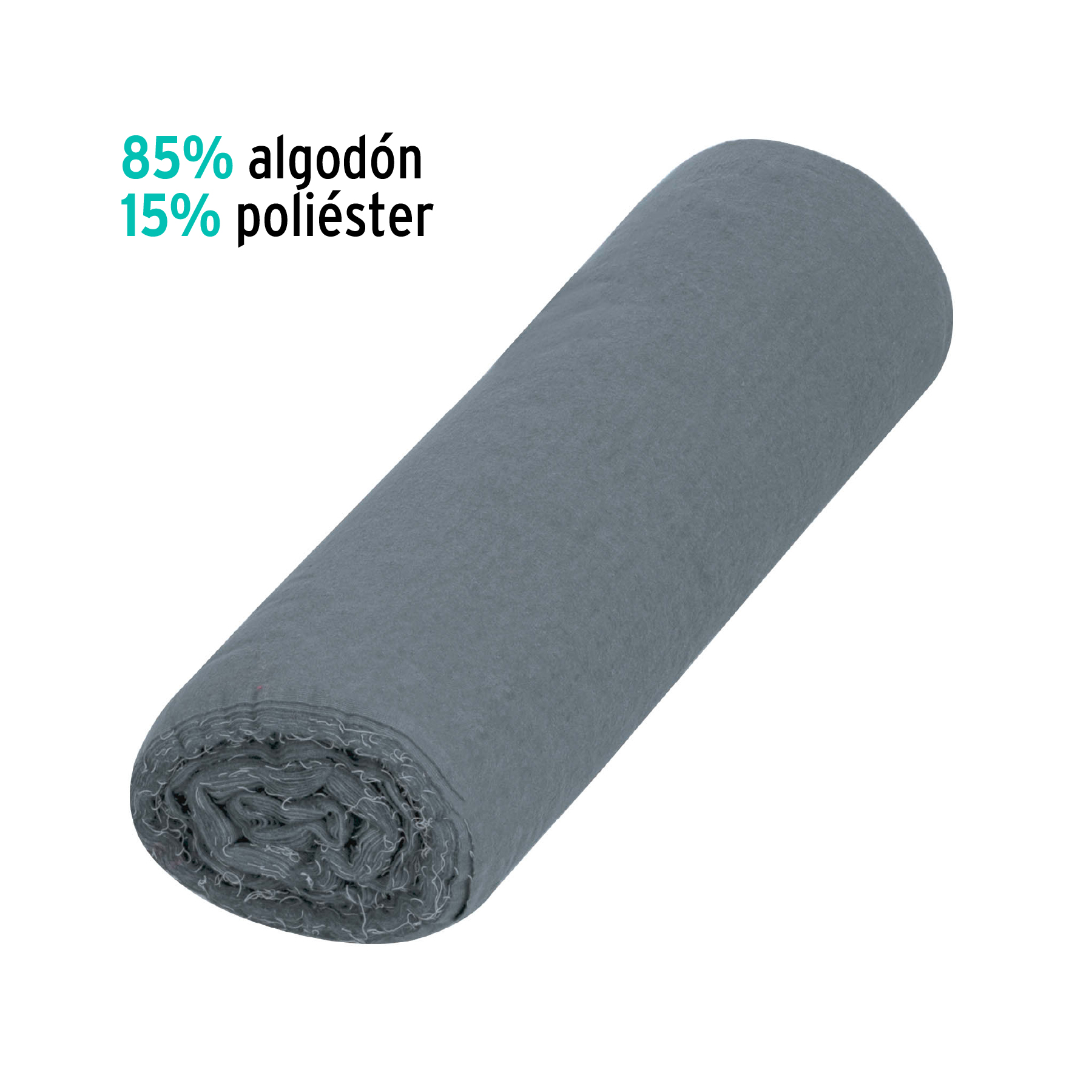 Franela gris de algodón, rollo 25 m