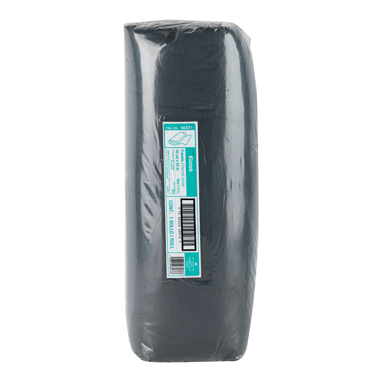 Franela gris de algodón, rollo 25 m
