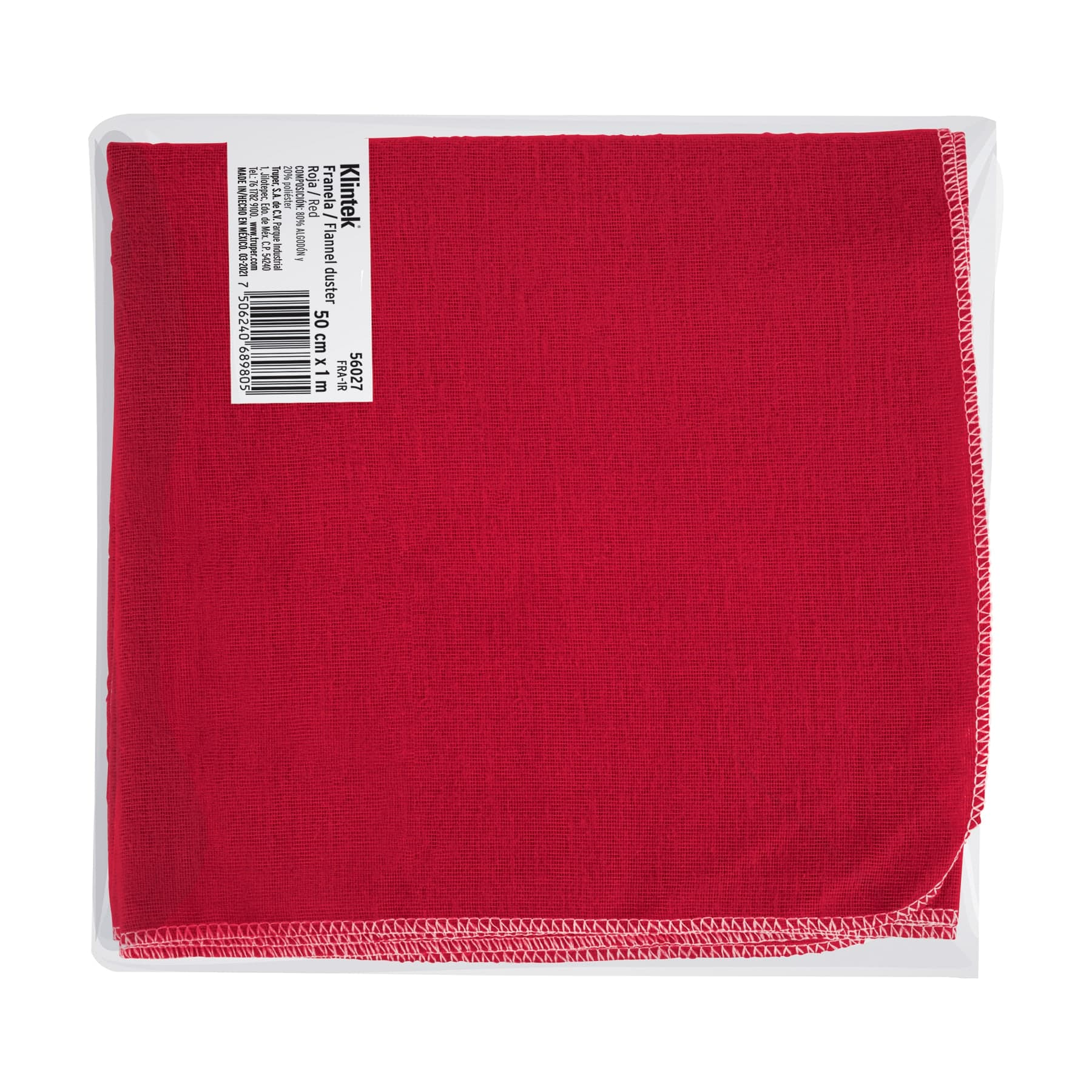 Franela roja de algodón, 1 m