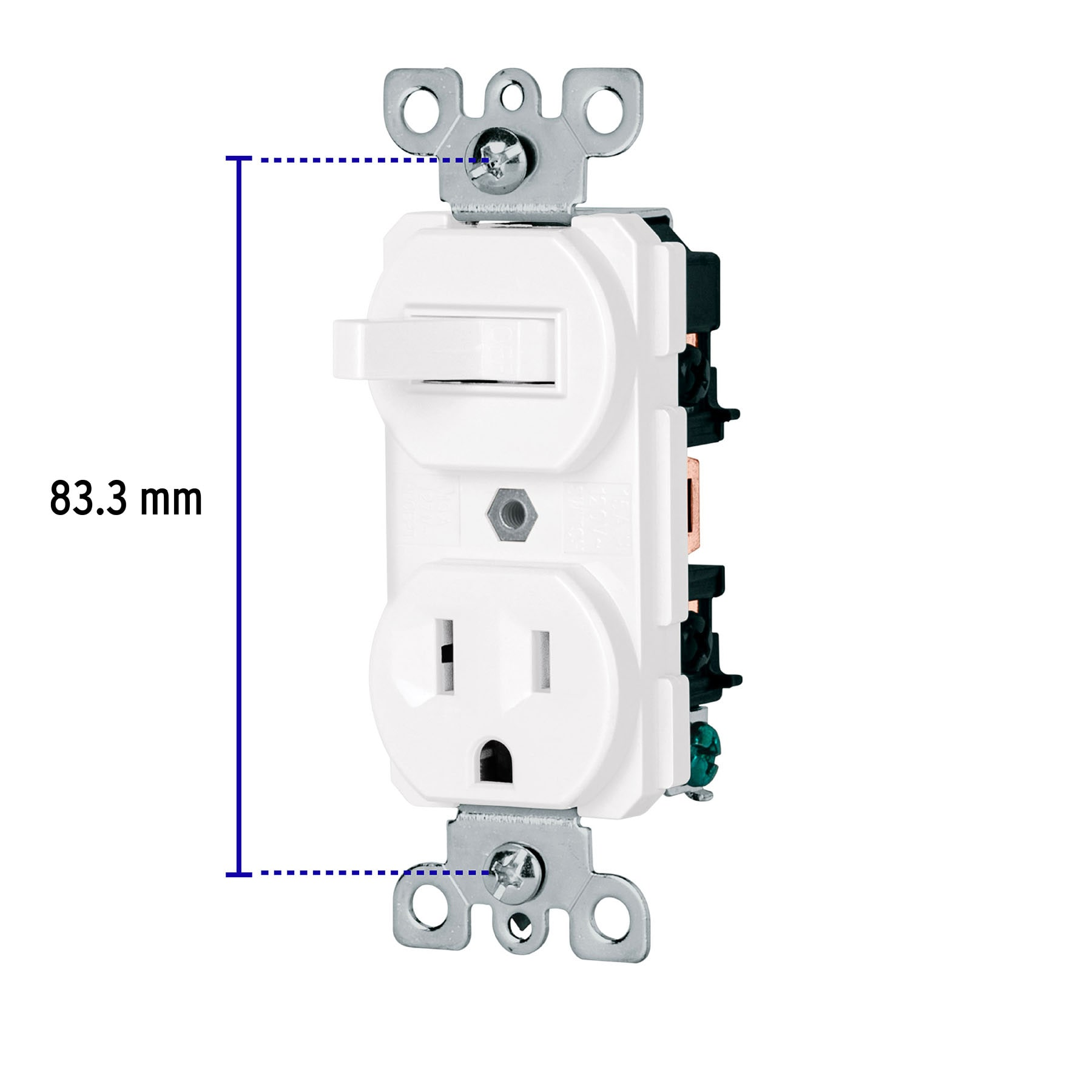 Interruptor de palanca con contacto, Standard, blanco