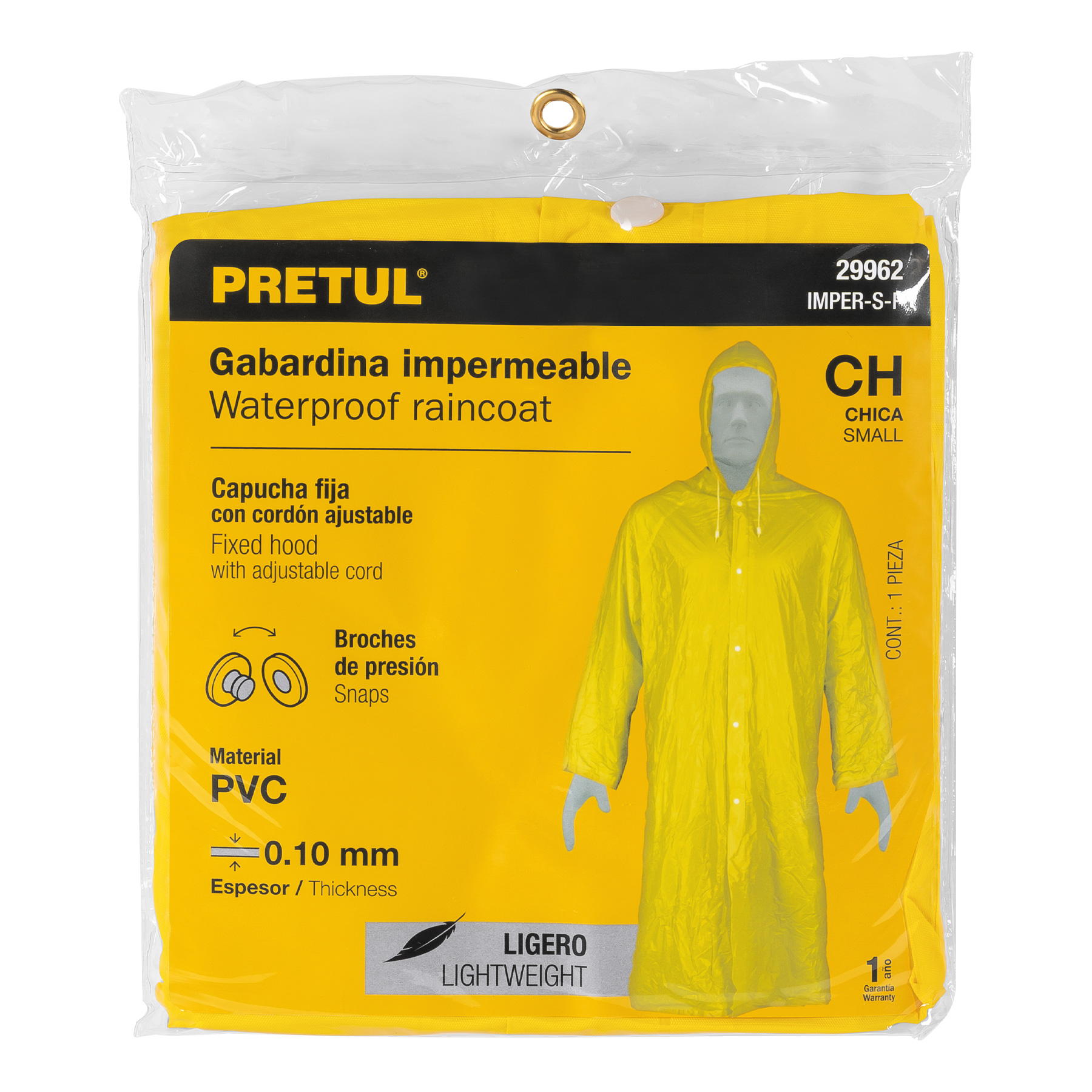 Gabardina impermeable, PVC, espesor 0.10 mm, chica, Pretul