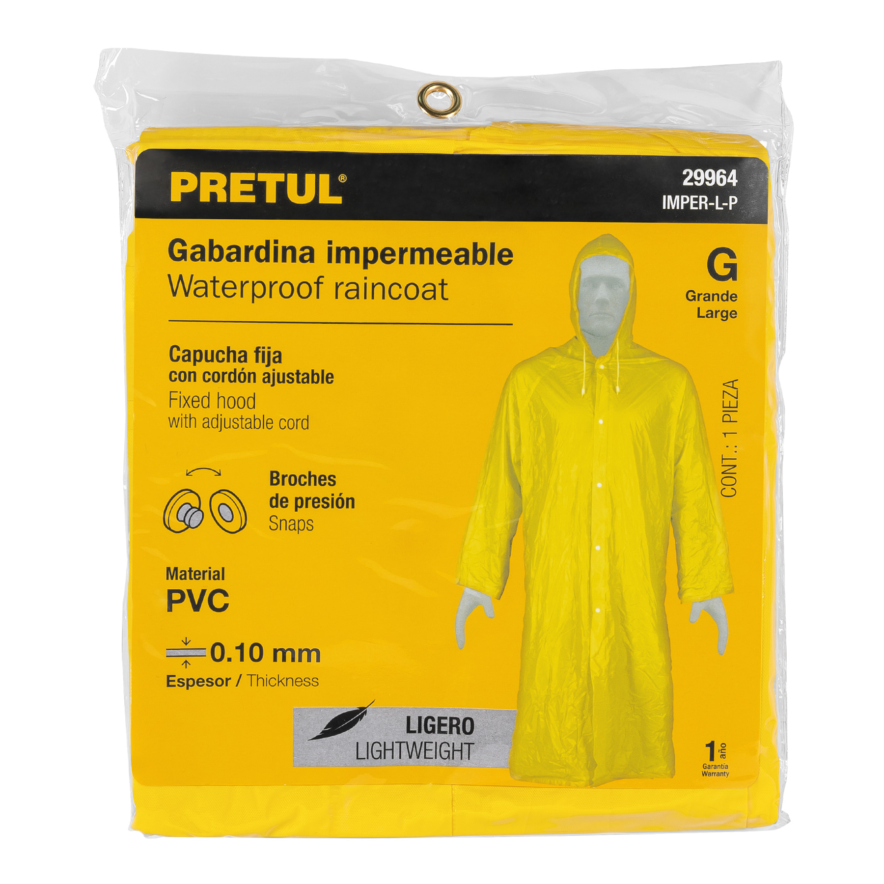 Gabardina impermeable, PVC, espesor 0.10 mm, grande, Pretul