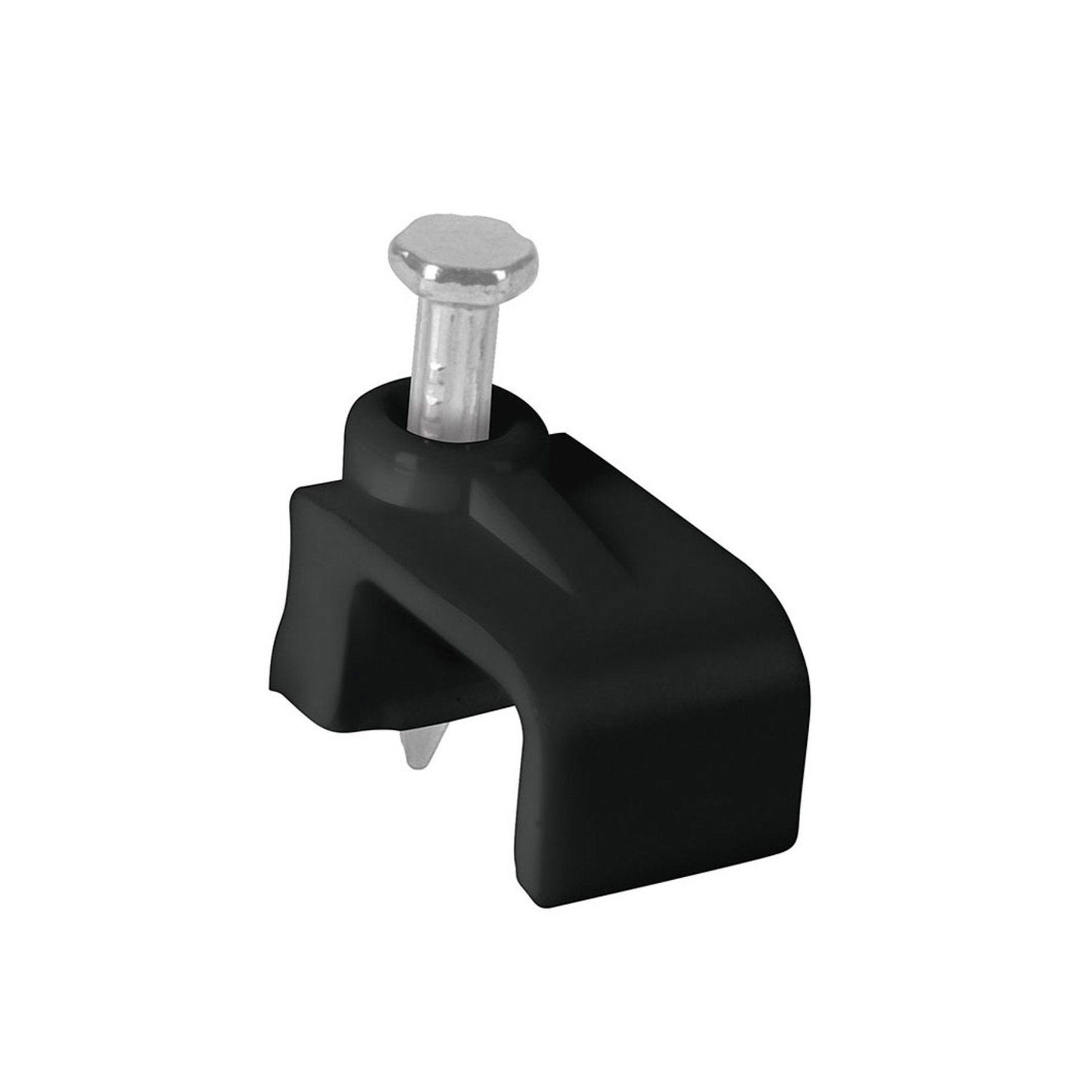 GRAPA PARTA CABLE PLANO 6 x 9.5 mm, negra, bolsa 20 pzas
