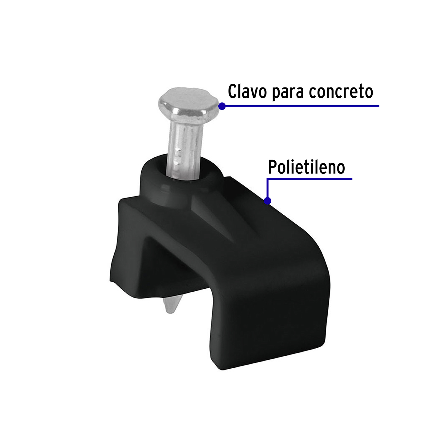 GRAPA PARTA CABLE PLANO 6 x 9.5 mm, negra, bolsa 20 pzas