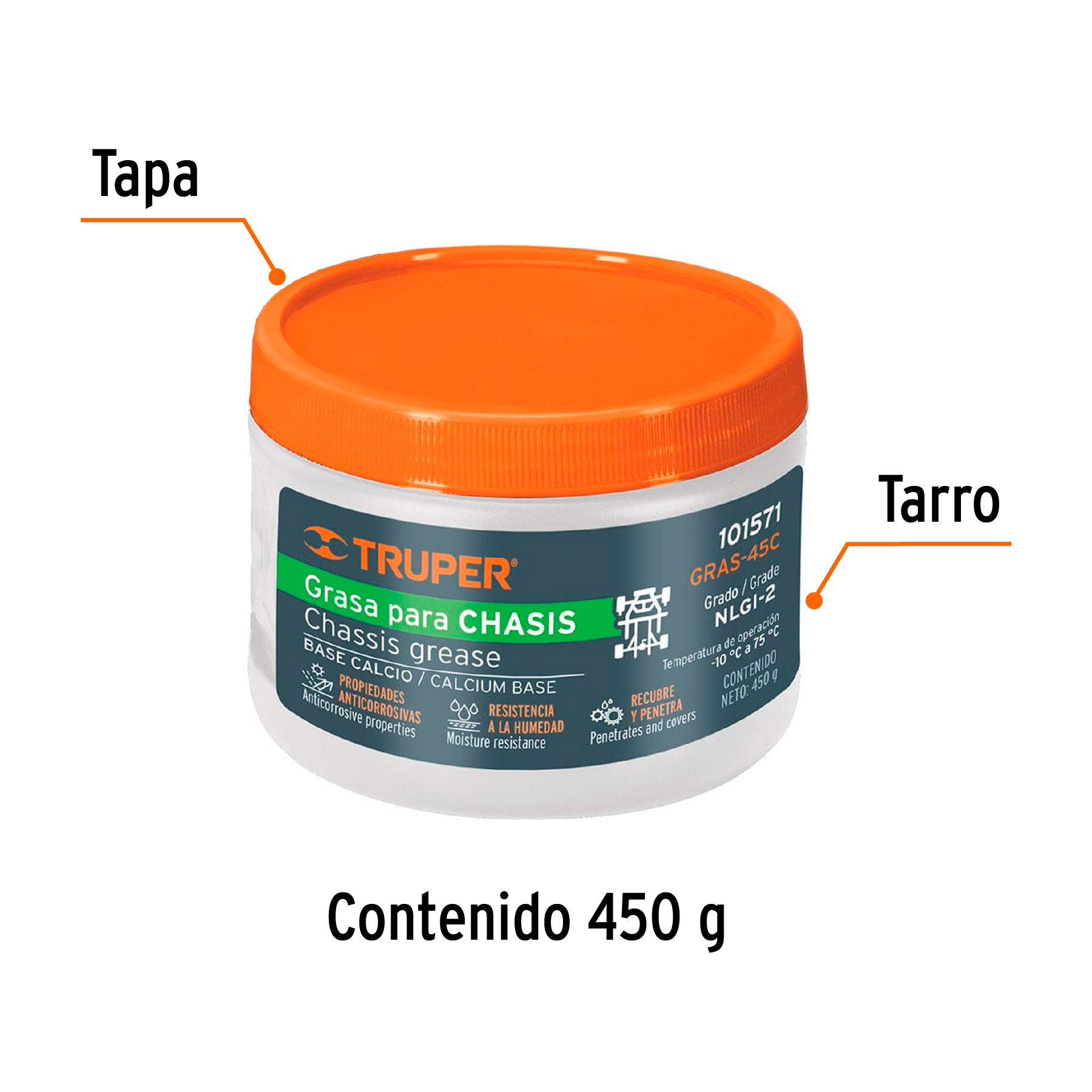 Grasa de calcio para chasis, 450 g
