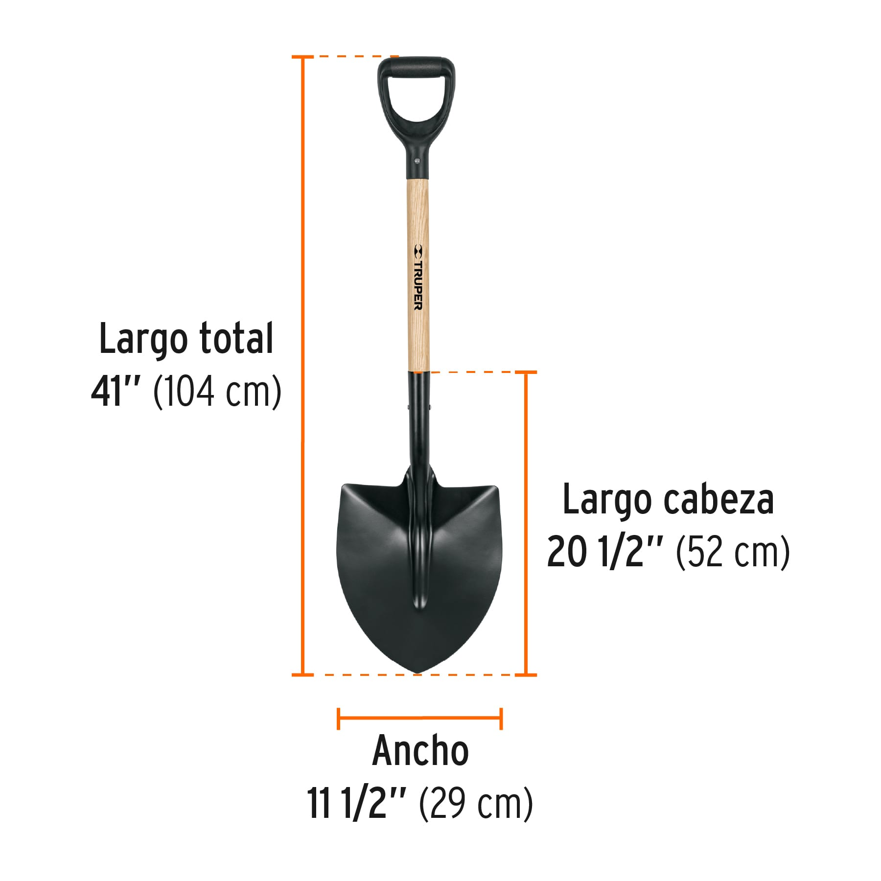 Pala redonda T-1000 tipo español, puño 'Y', Truper