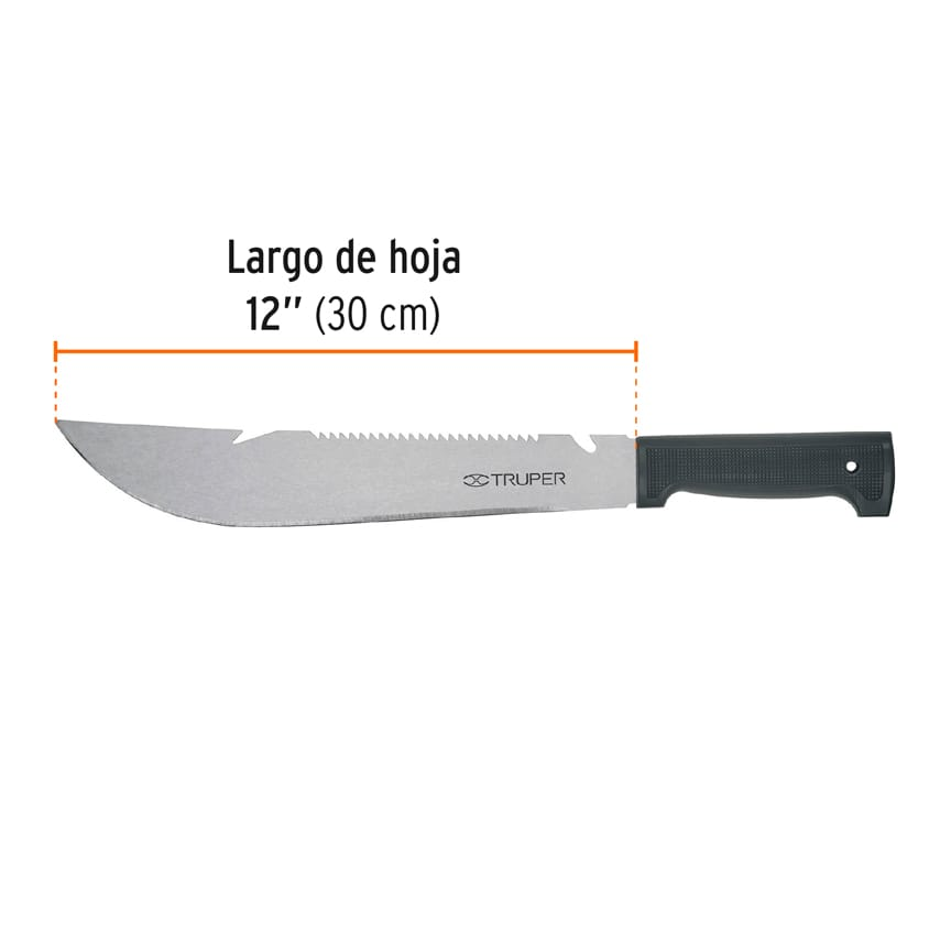 Machete rambo 12' cacha inyectada negra, Truper