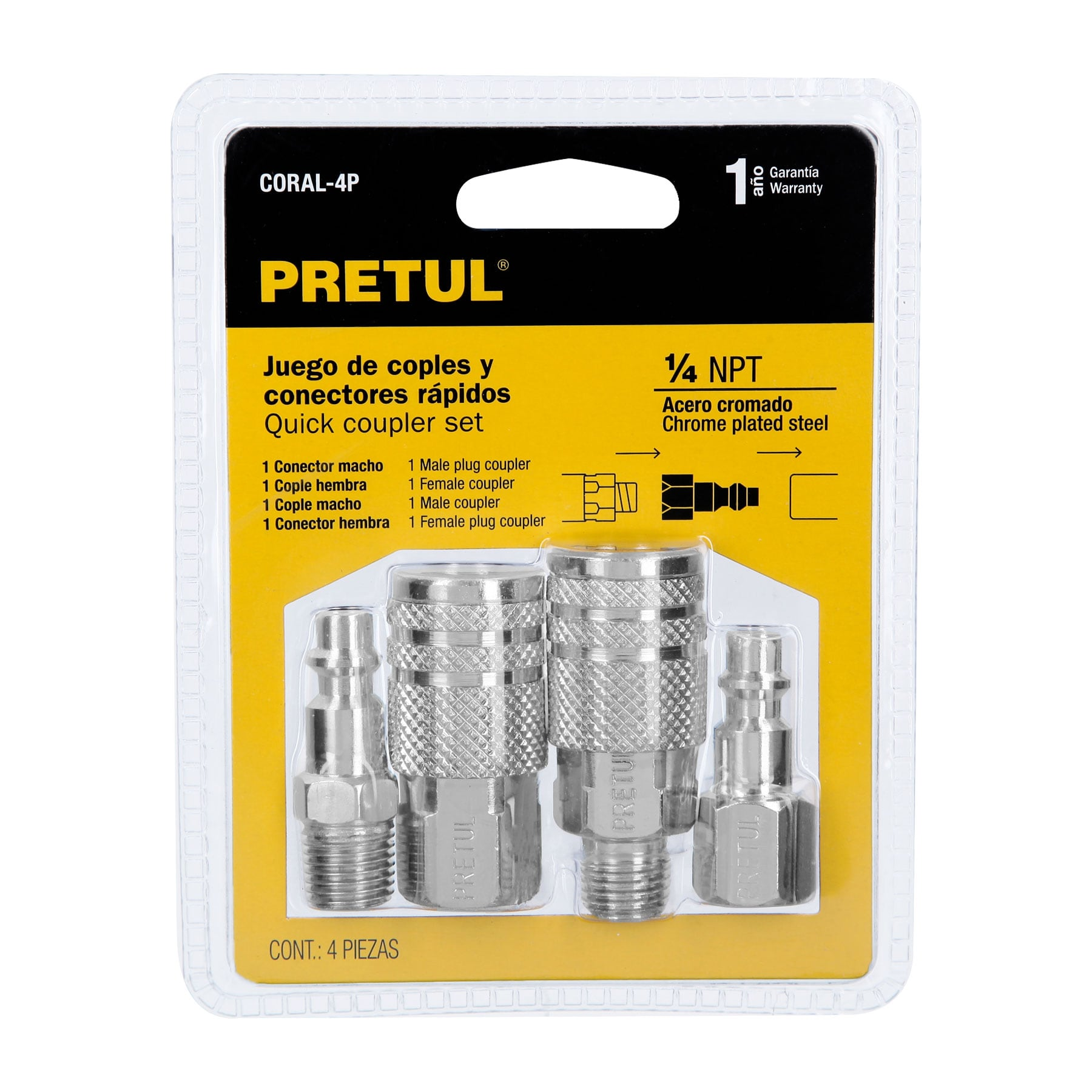 2 conectores y 2 coples para compresor, Pretul
