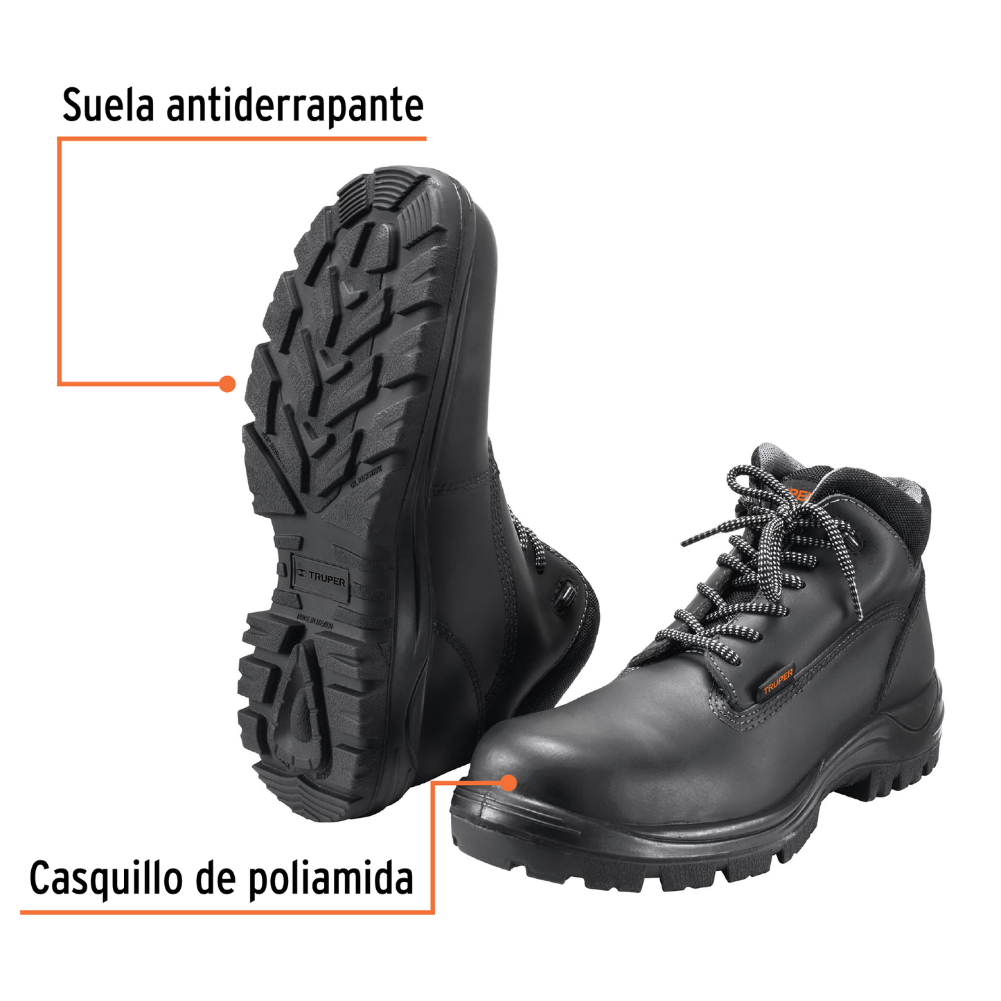 Zapatos industriales con casquillo, #26, negro