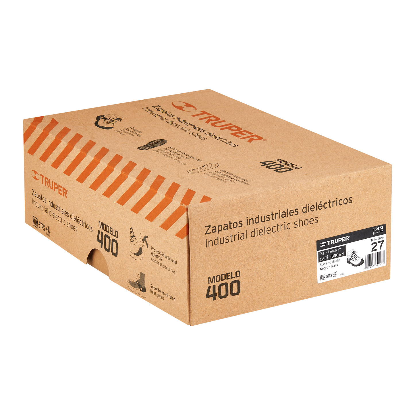 Zapatos dieléctricos con casquillo, #27, café