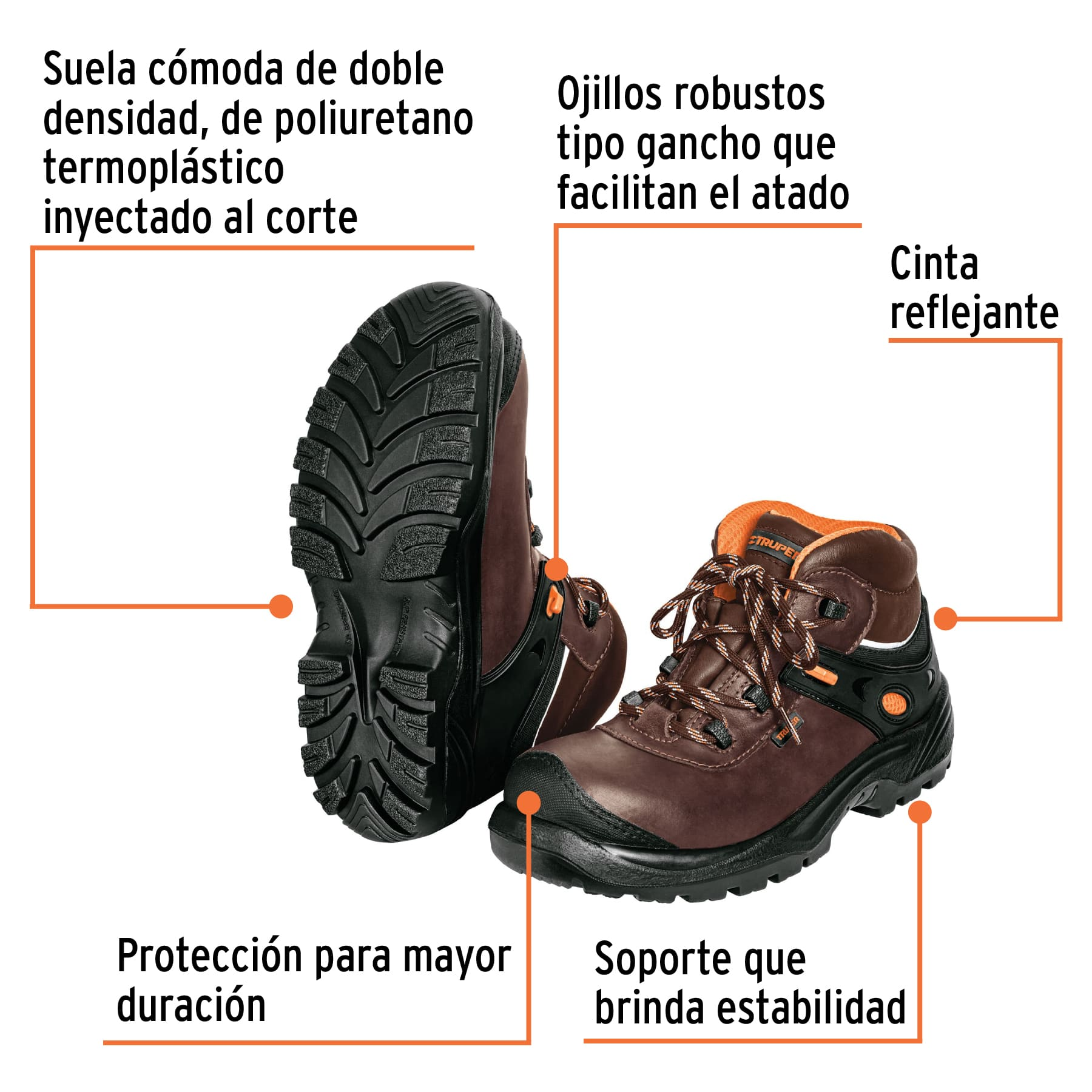 Zapatos dieléctricos con casquillo, #25, café
