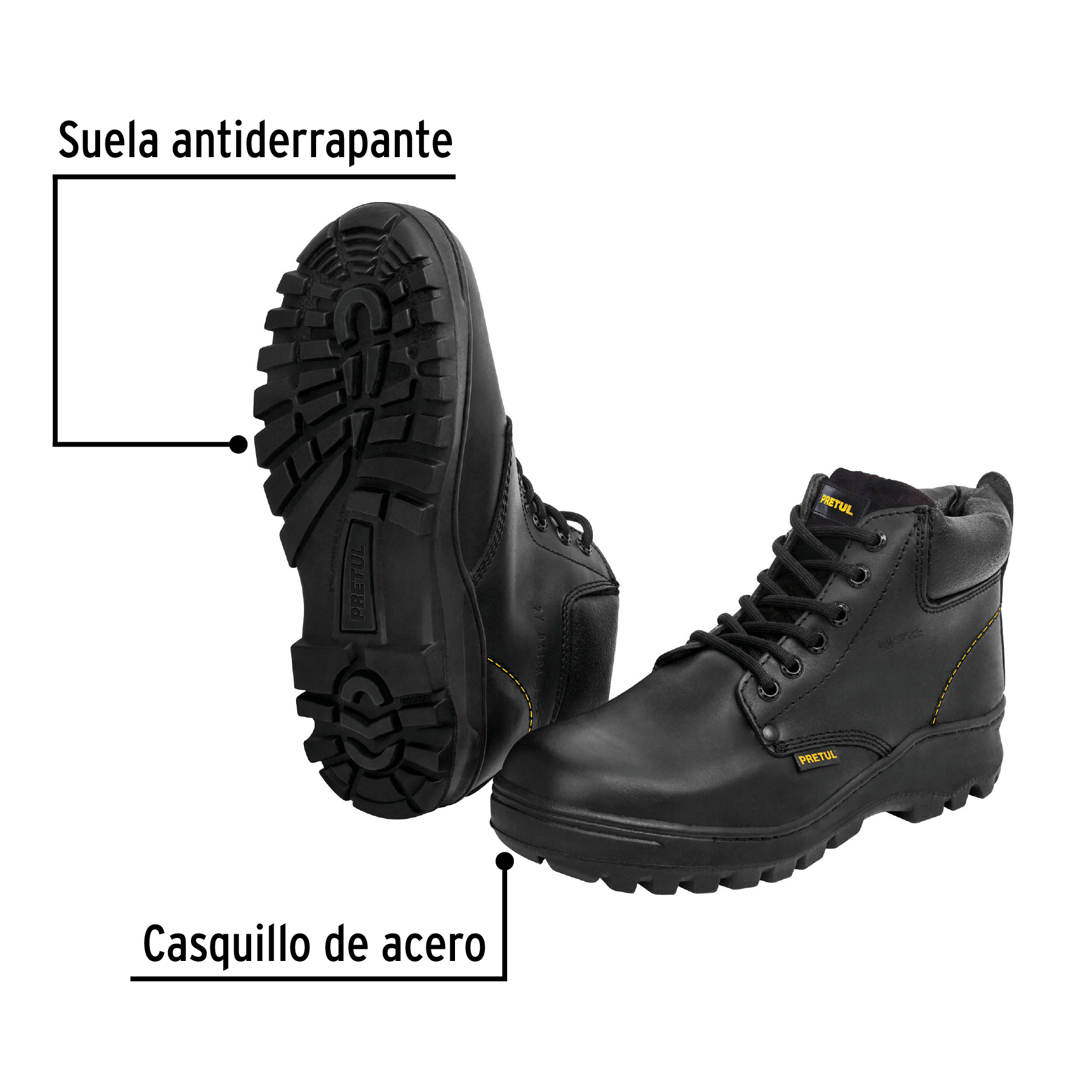 Zapatos con casco, #27, negro, agujeta bicolor, Pretul