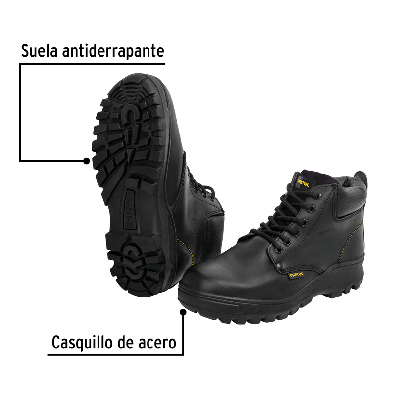 Zapatos con casco, #24, negro, agujeta bicolor, Pretul