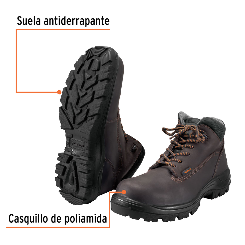 Zapato industrial con casquillo, #30, café