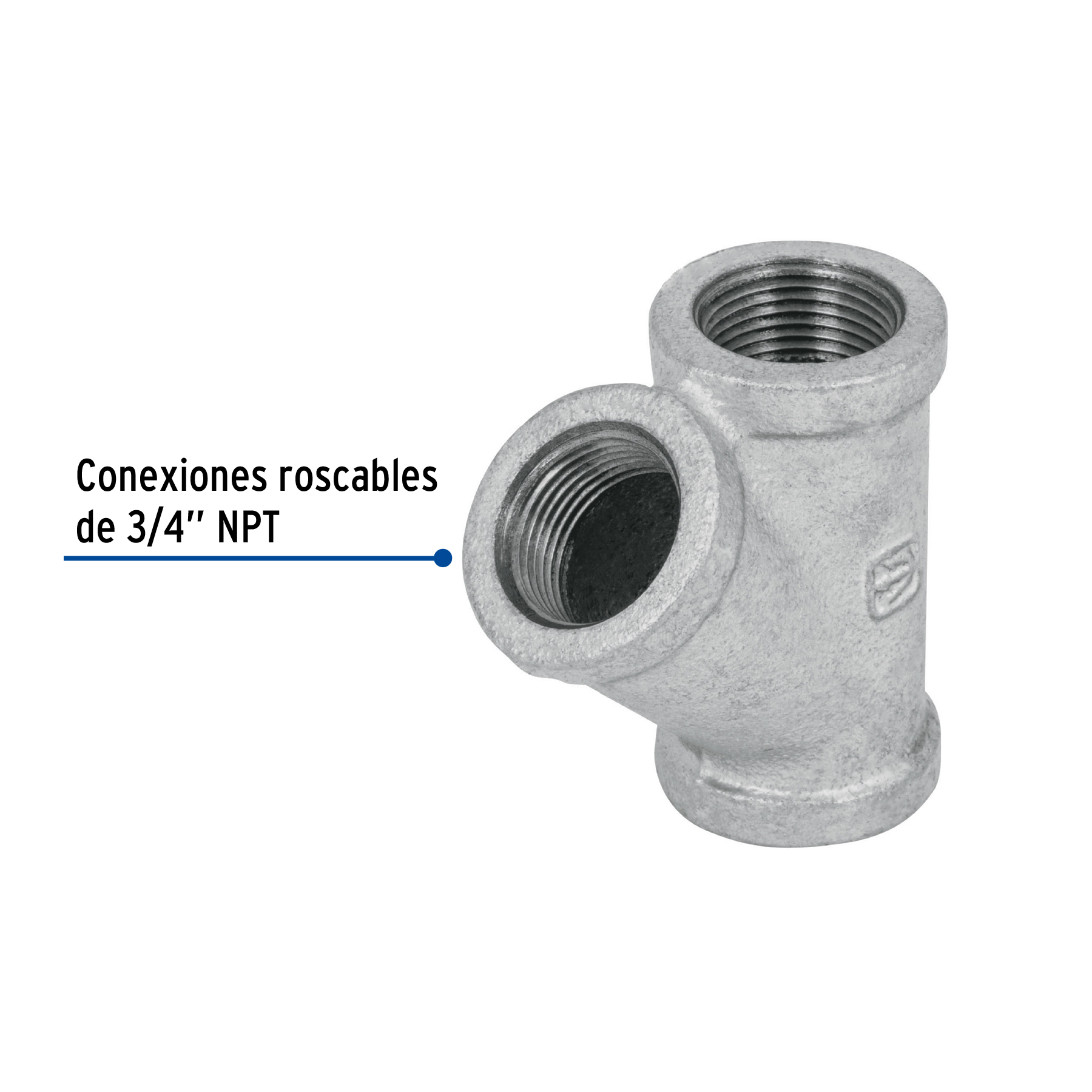 Yee sencilla, acero galvanizado, 3/4"