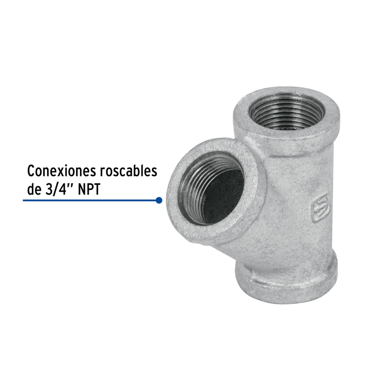 Yee sencilla, acero galvanizado, 3/4"