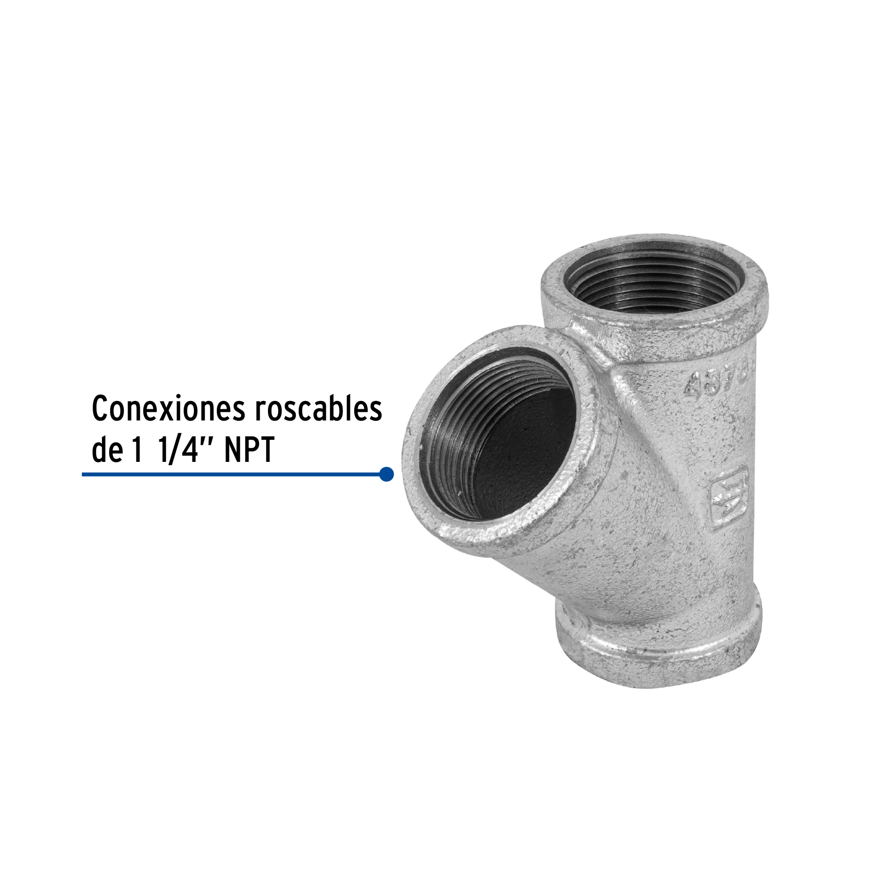 Yee sencilla, acero galvanizado, 1-1/4"