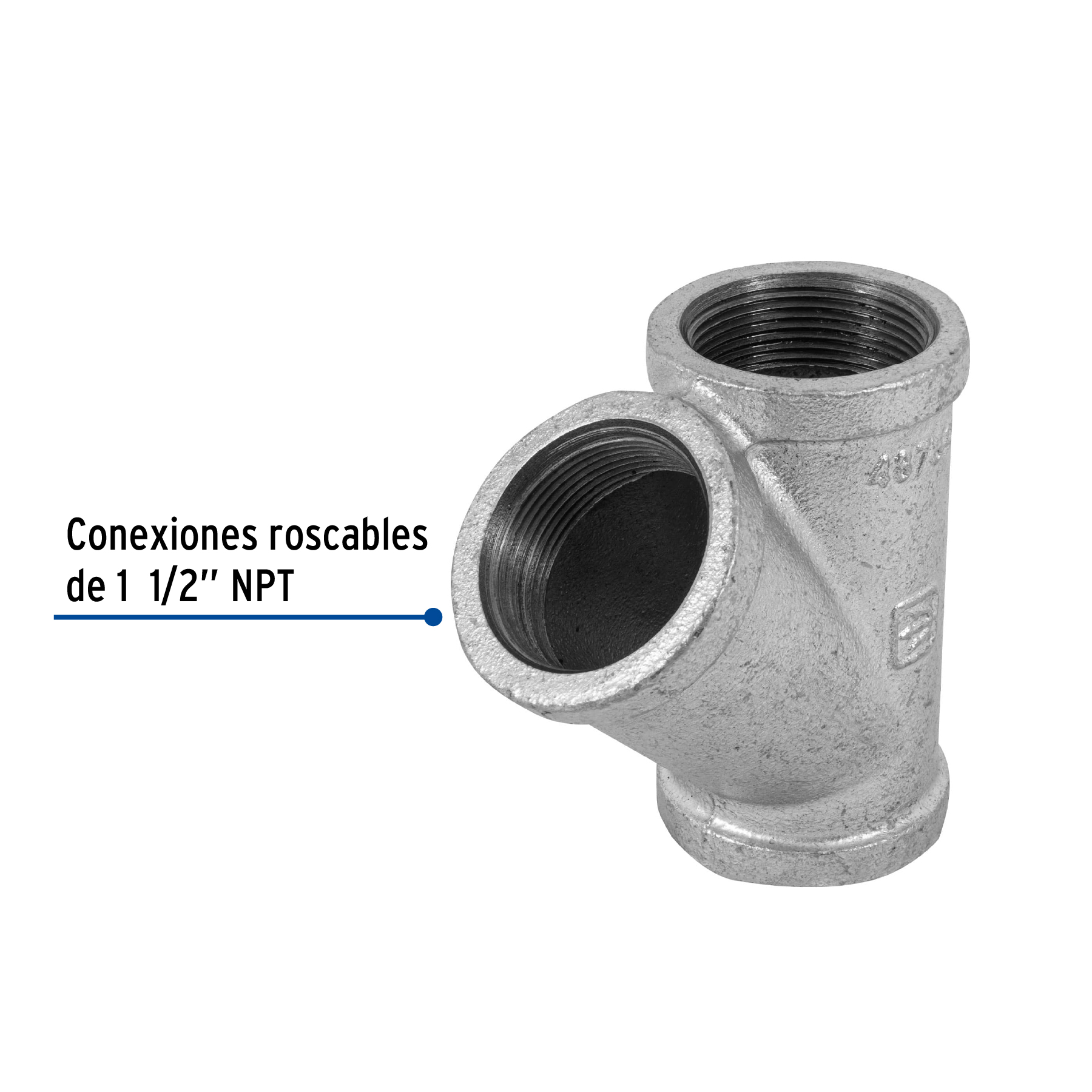 Yee sencilla, acero galvanizado, 1-1/2"