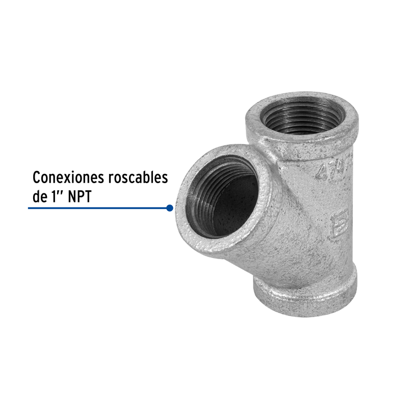 Yee sencilla, acero galvanizado, 1"