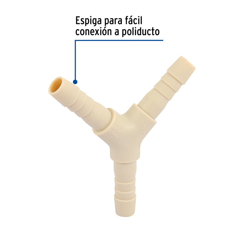 Y Inserción de polipropileno, 3/8"