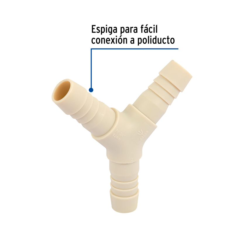 Y inserción de polipropileno, 3/4"