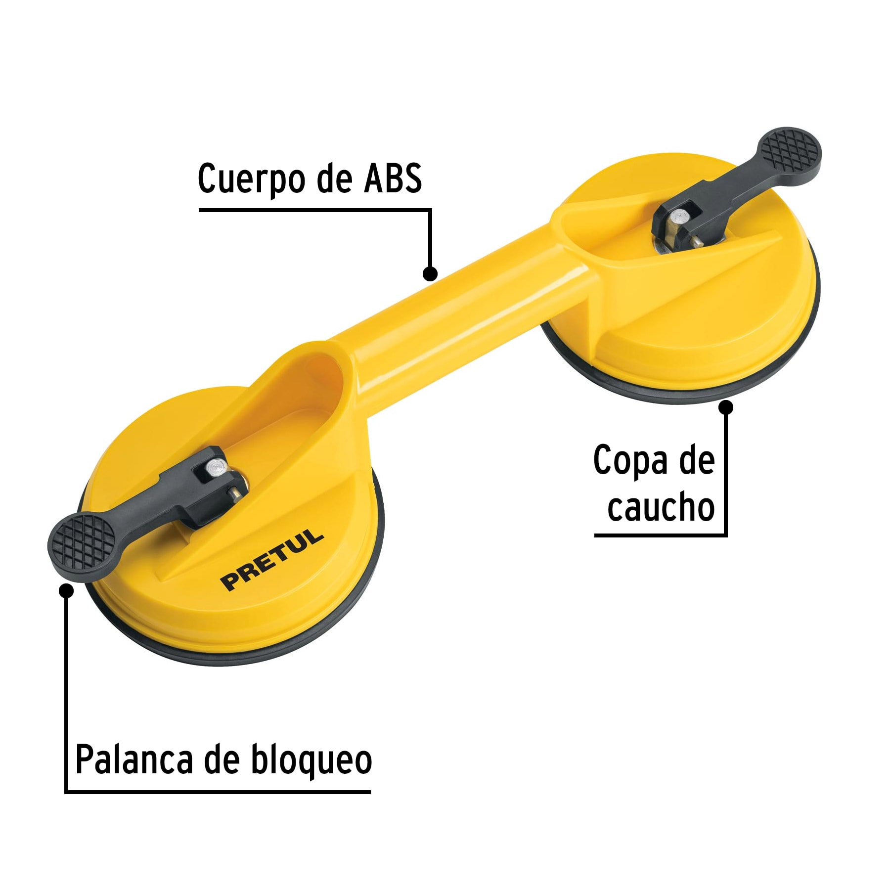 Ventosa para vidrio, 2 copas de succión