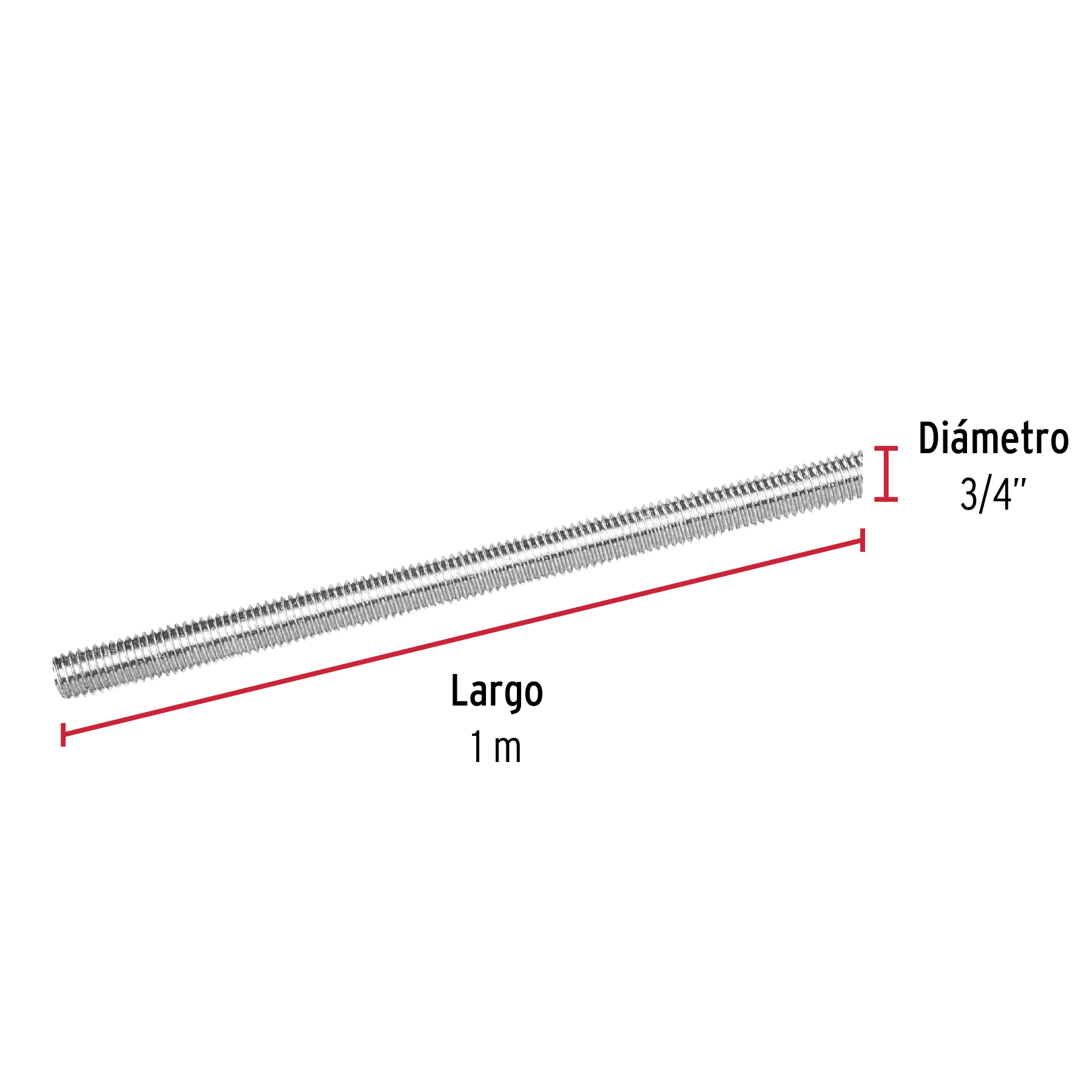 Varilla roscada, 3/4" x 1m