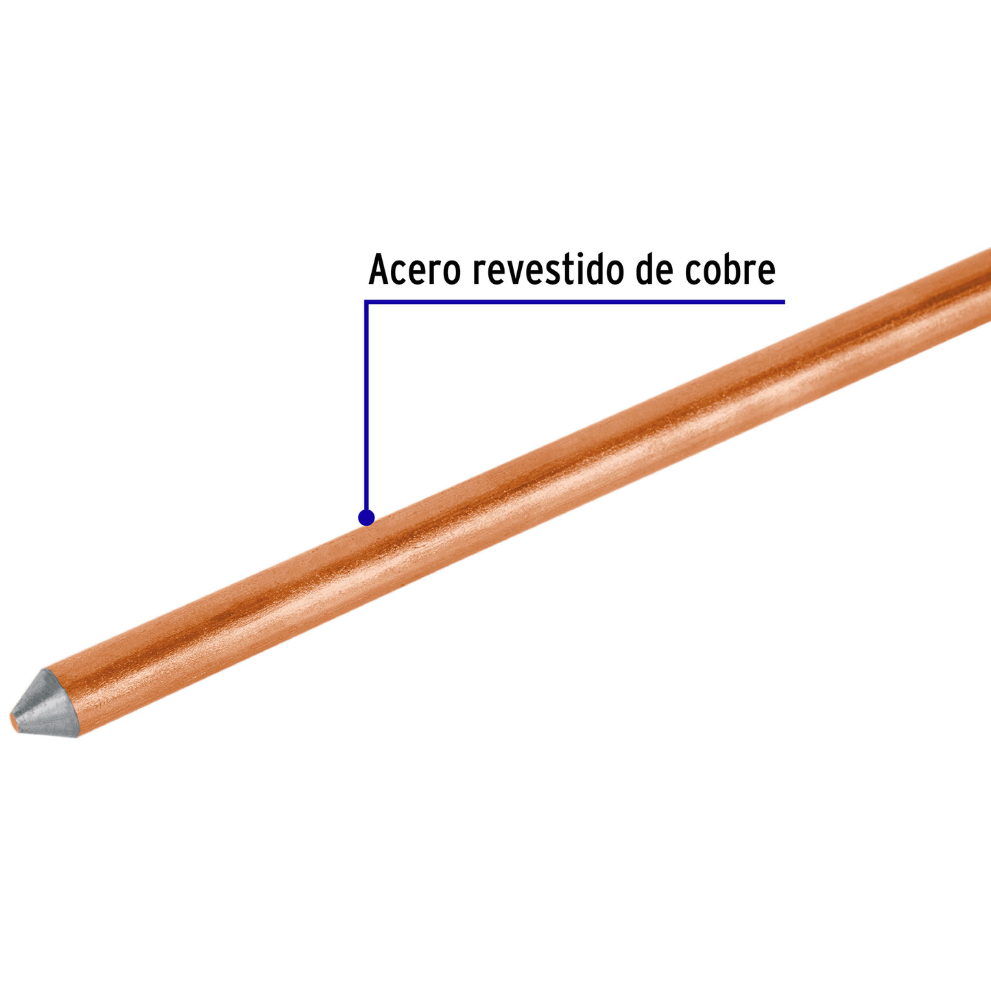 Varilla De Acero Cobrizado A Tierra 1/2 De 1.5 M