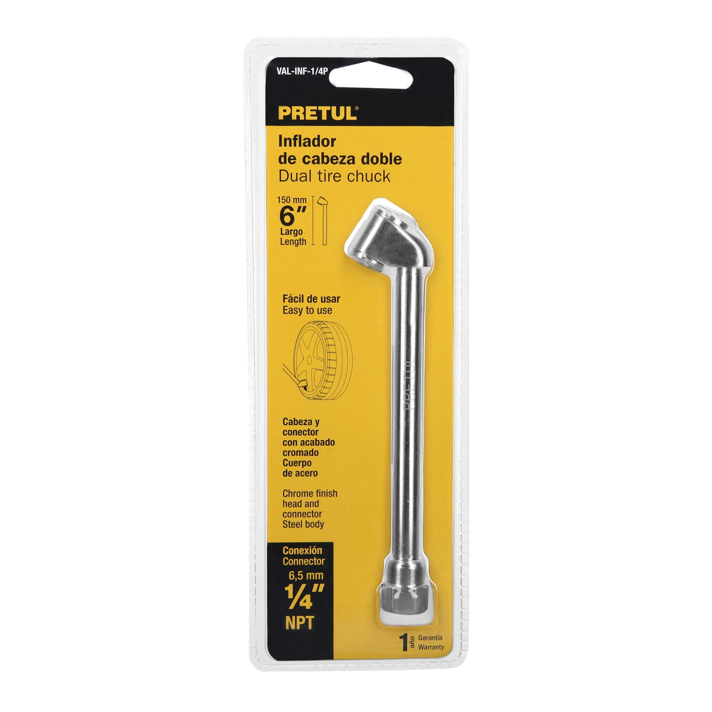 Valvula para inflar 1/4" cabeza doble